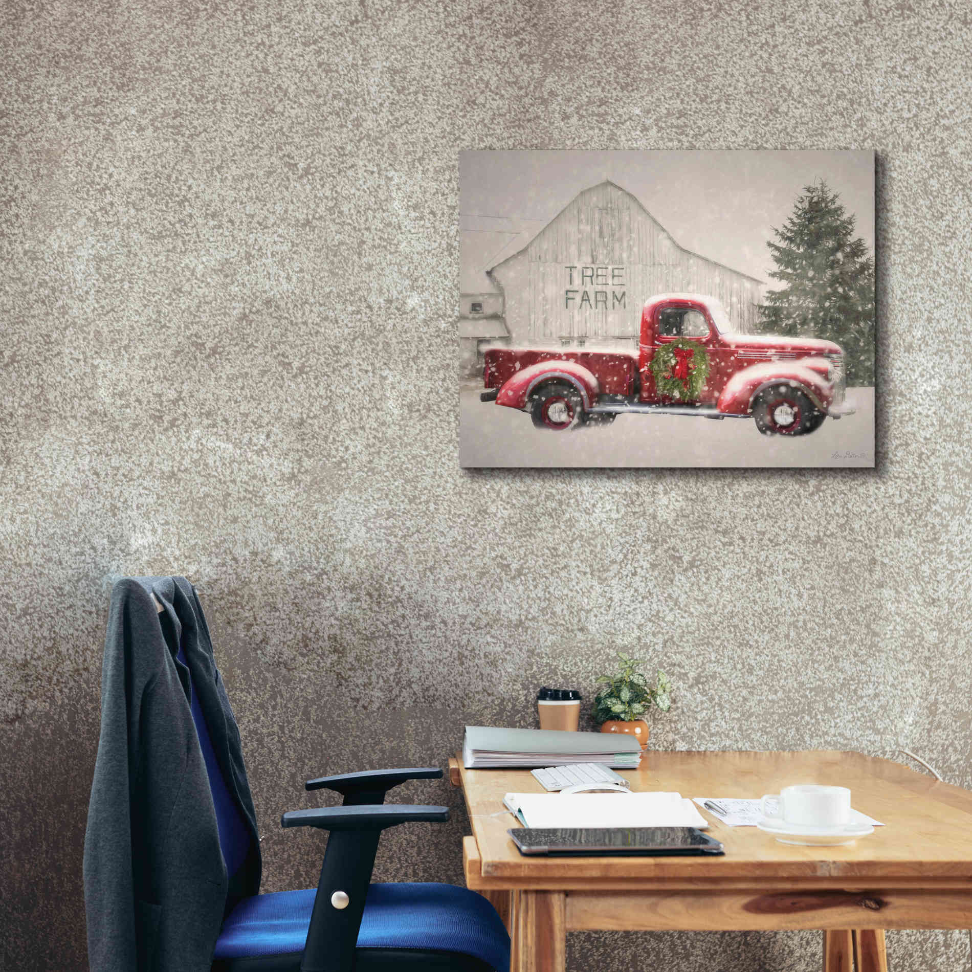'Tree Farm With Truck' by Lori Deiter, Canvas Wall Art,34 x 26