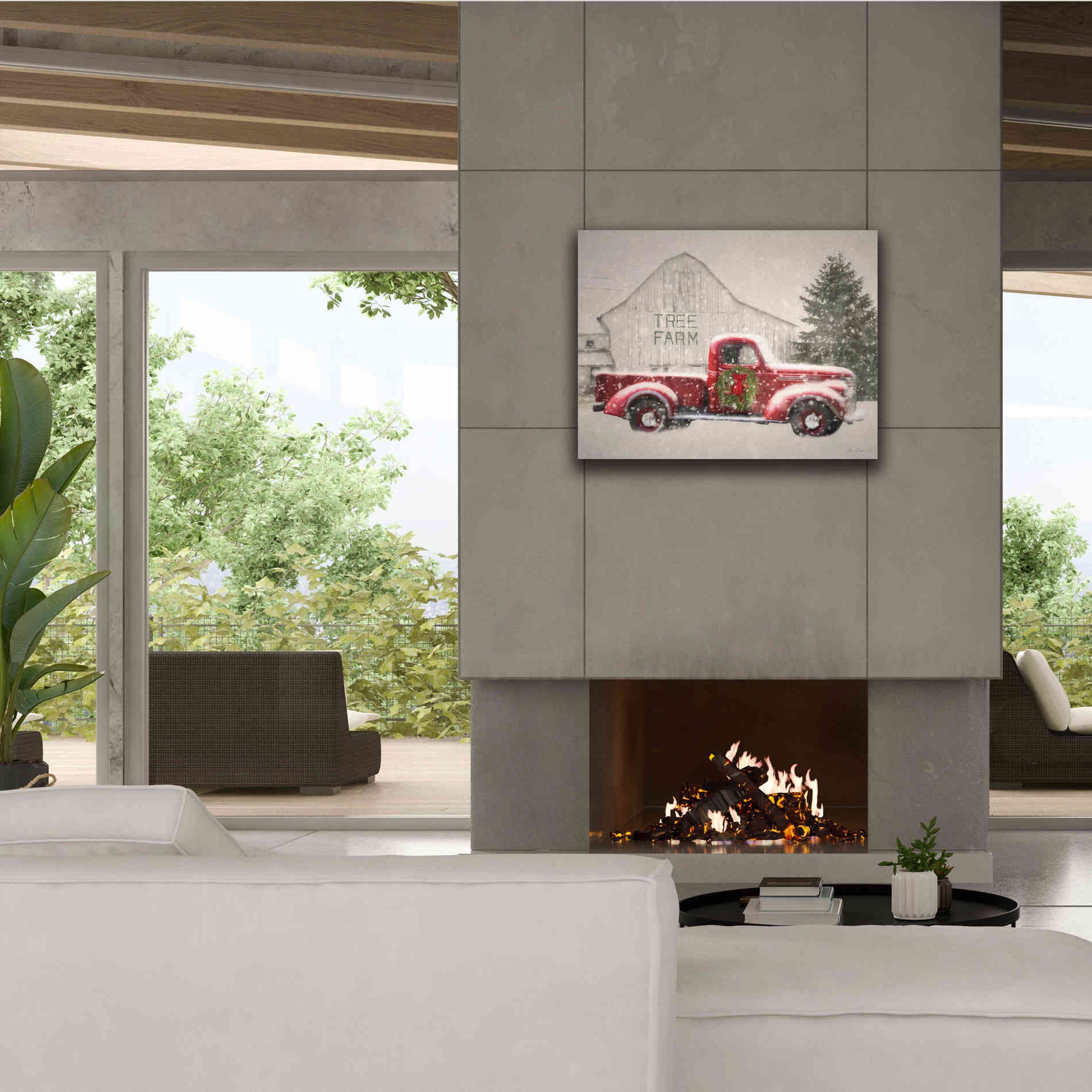 'Tree Farm With Truck' by Lori Deiter, Canvas Wall Art,34 x 26