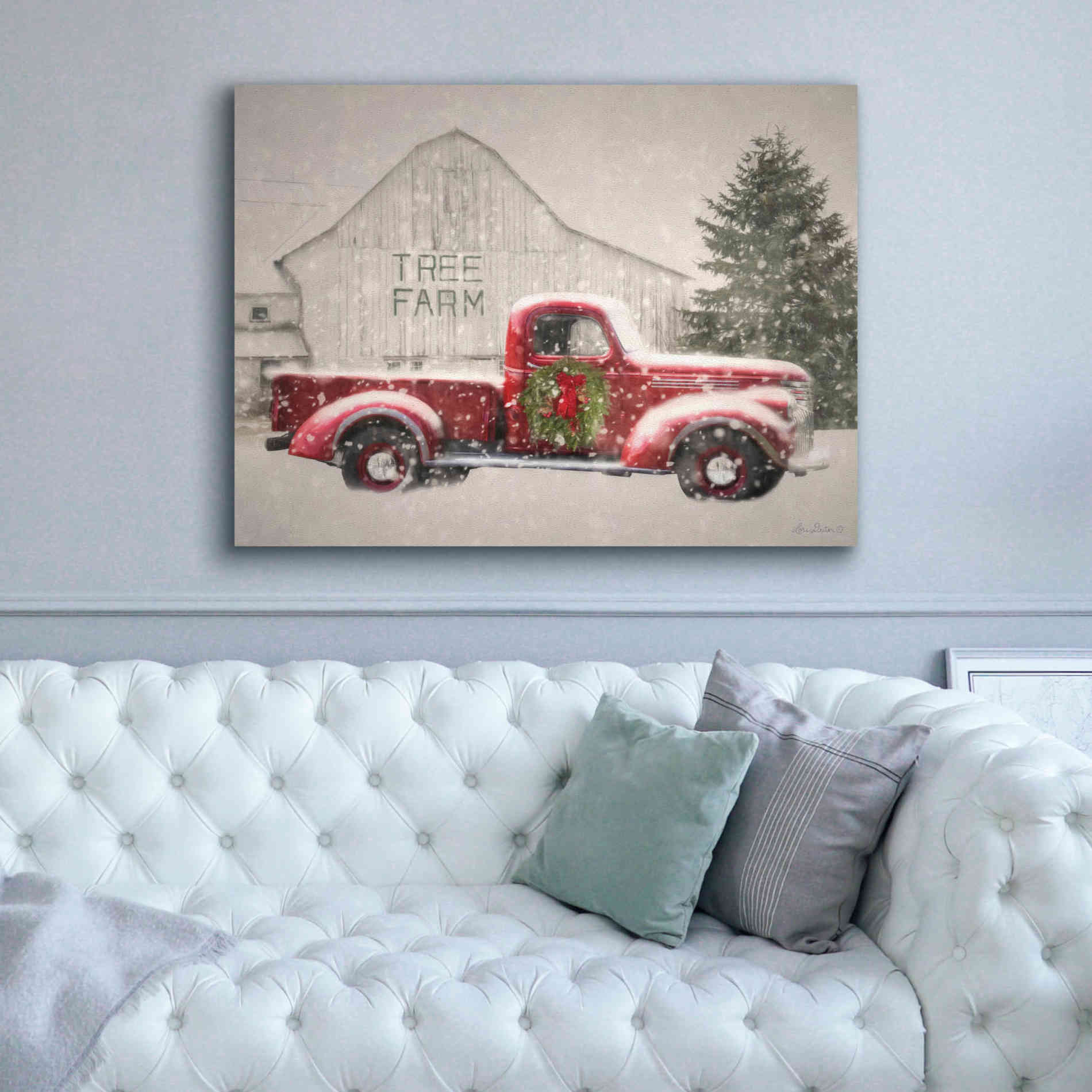 'Tree Farm With Truck' by Lori Deiter, Canvas Wall Art,54 x 40