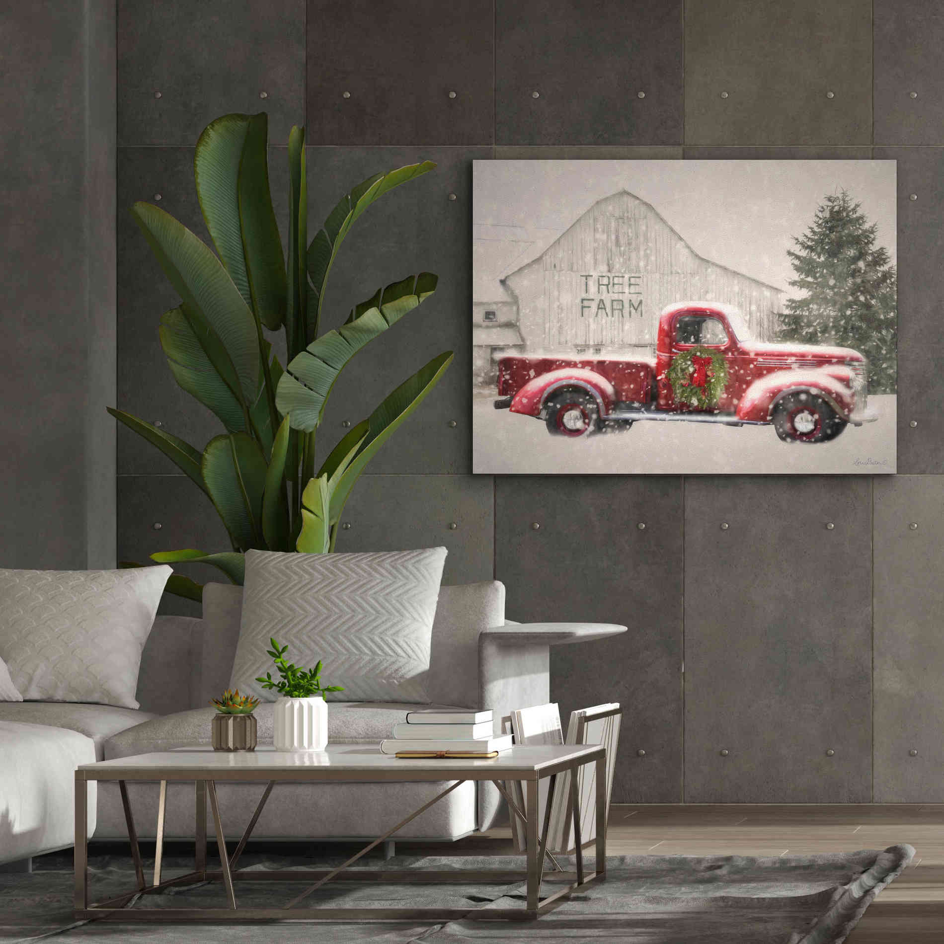 'Tree Farm With Truck' by Lori Deiter, Canvas Wall Art,54 x 40