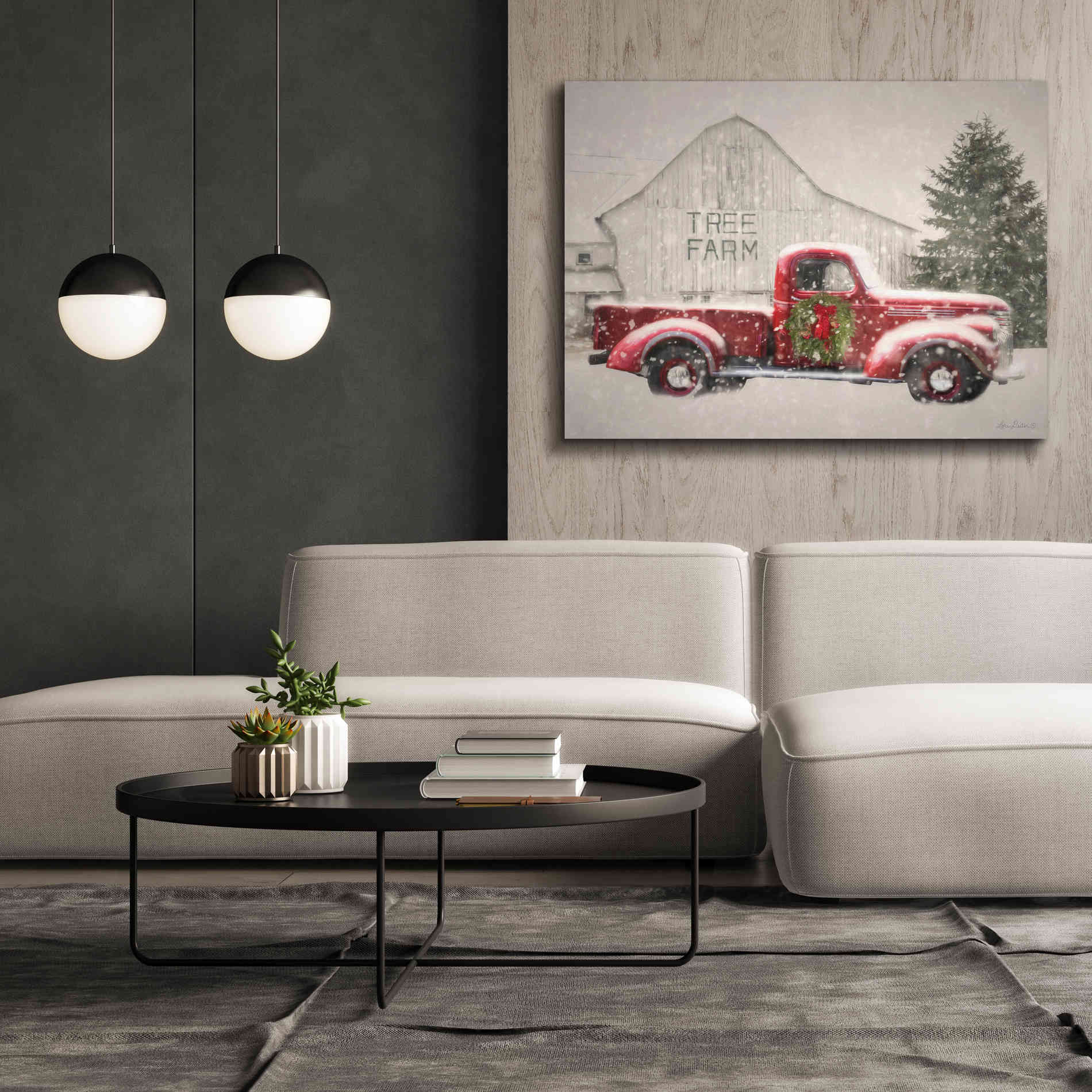 'Tree Farm With Truck' by Lori Deiter, Canvas Wall Art,54 x 40