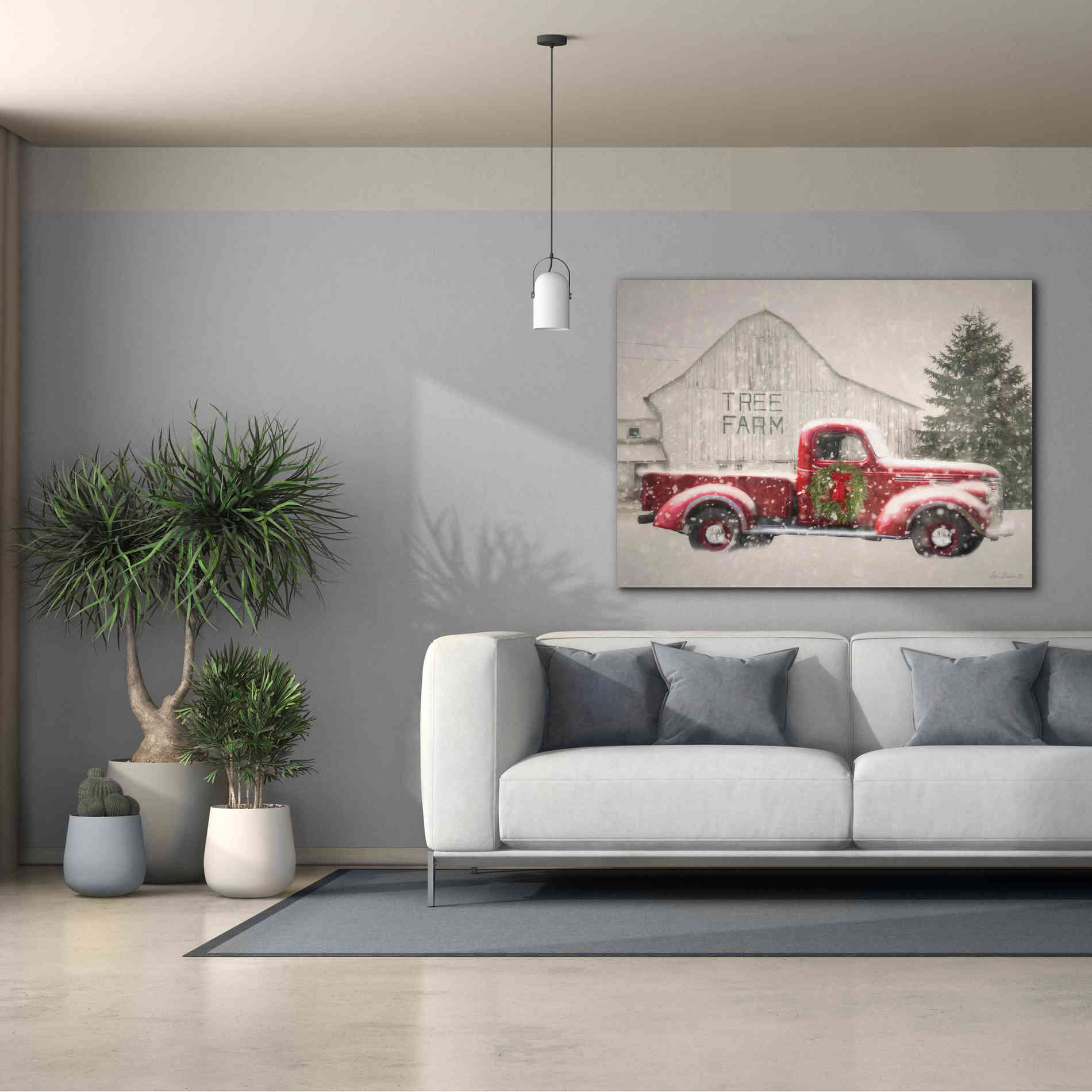 'Tree Farm With Truck' by Lori Deiter, Canvas Wall Art,54 x 40