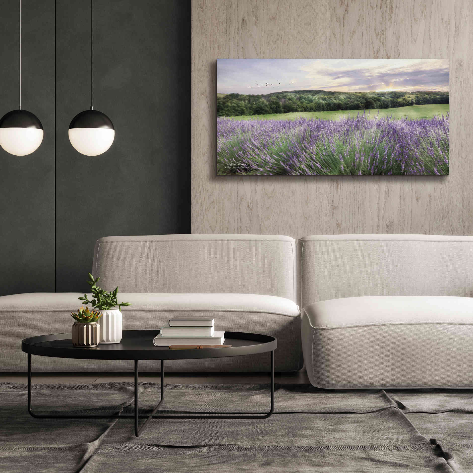 'Lavender Fields' by Lori Deiter, Canvas Wall Art,60 x 30