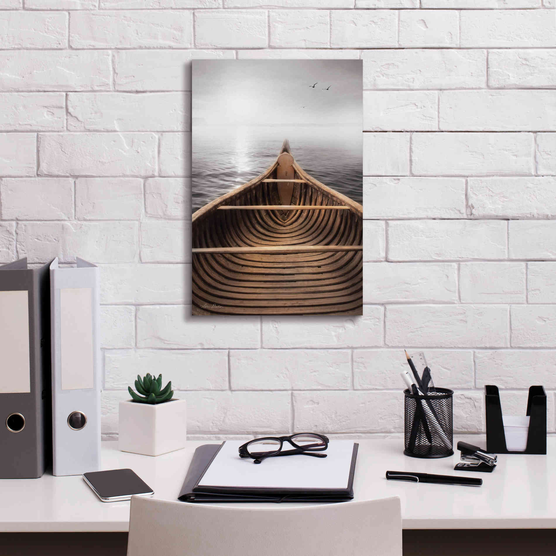 'Old Wooden Canoe' by Lori Deiter, Canvas Wall Art,12 x 18