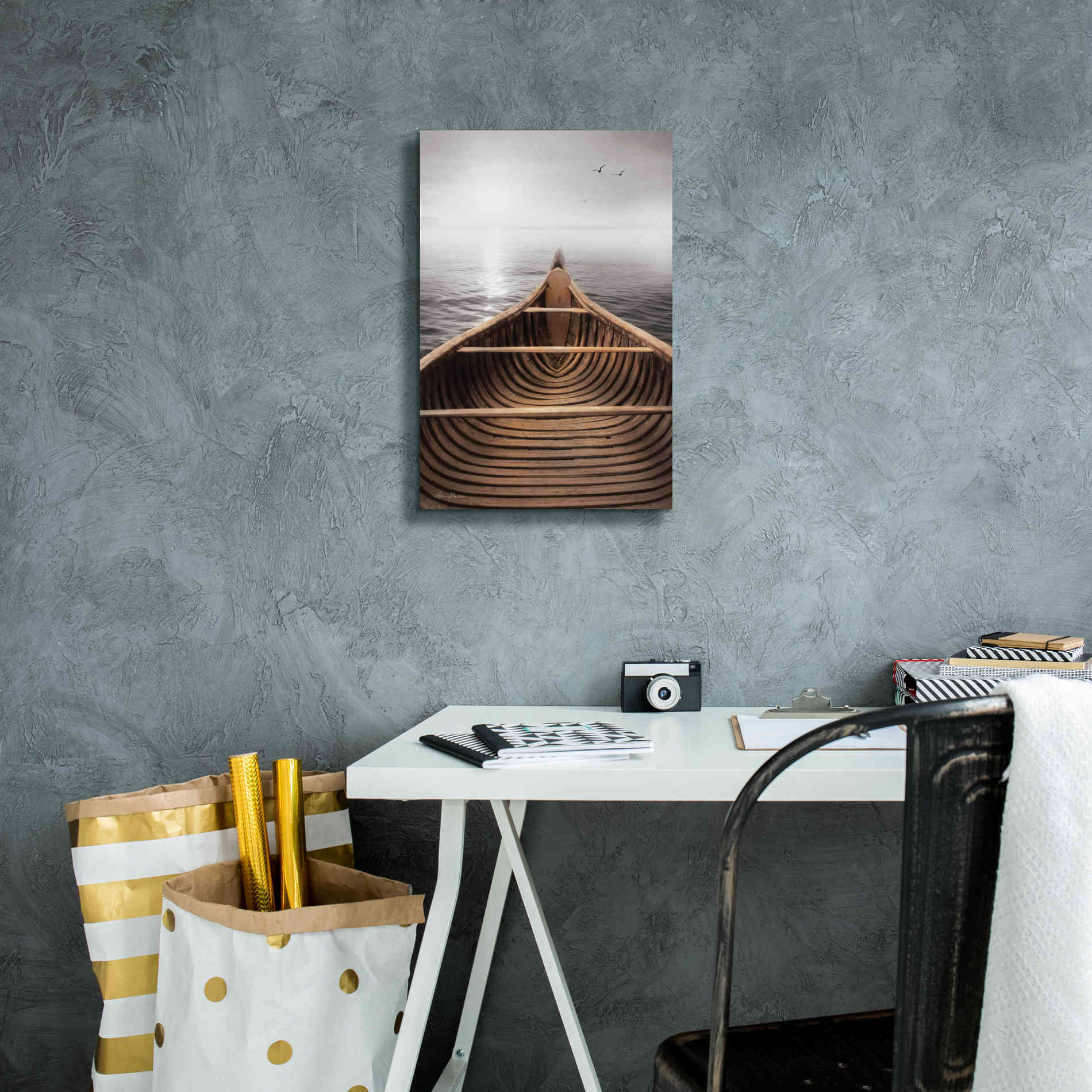 'Old Wooden Canoe' by Lori Deiter, Canvas Wall Art,12 x 18