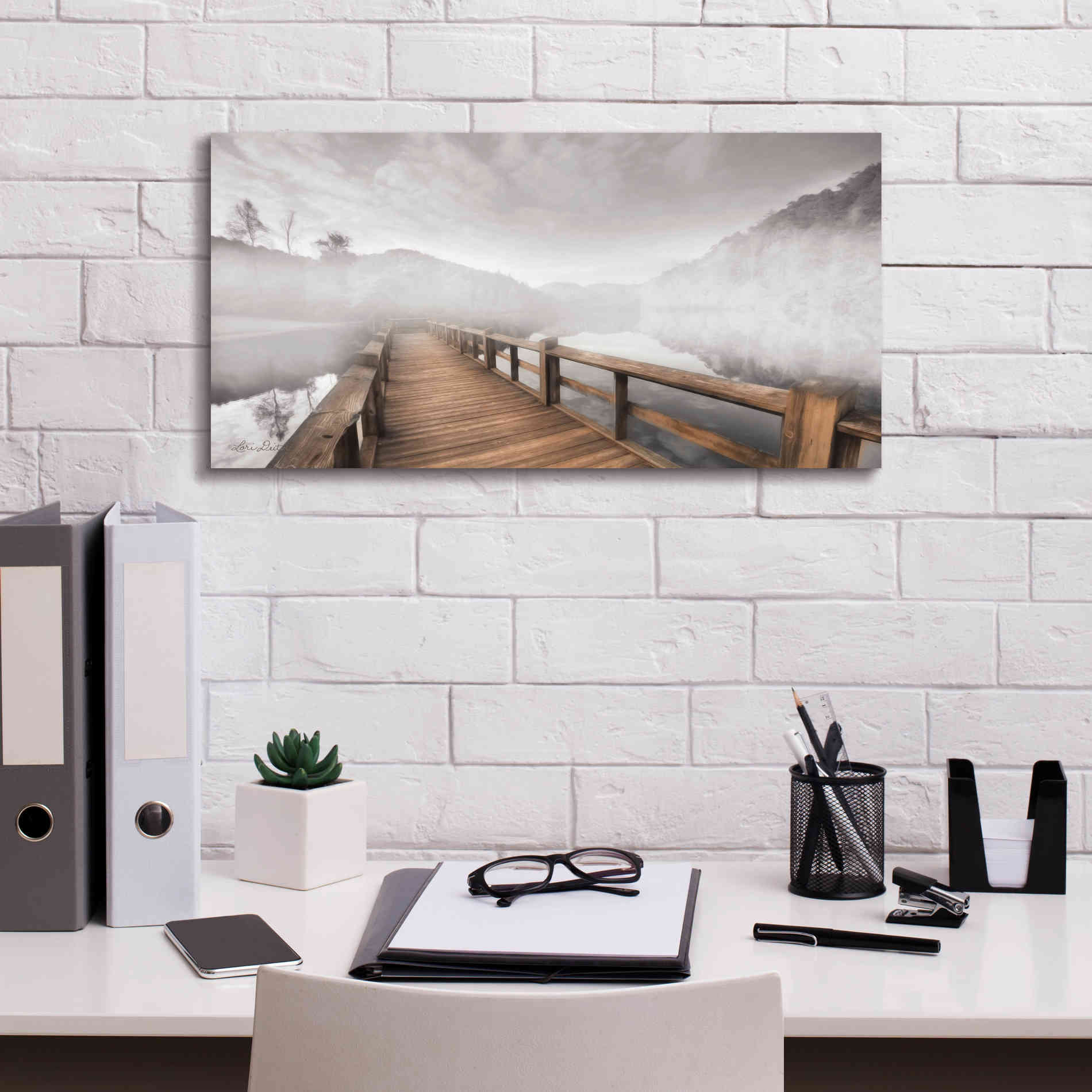 'Lake Cherokee Dock' by Lori Deiter, Canvas Wall Art,24 x 12