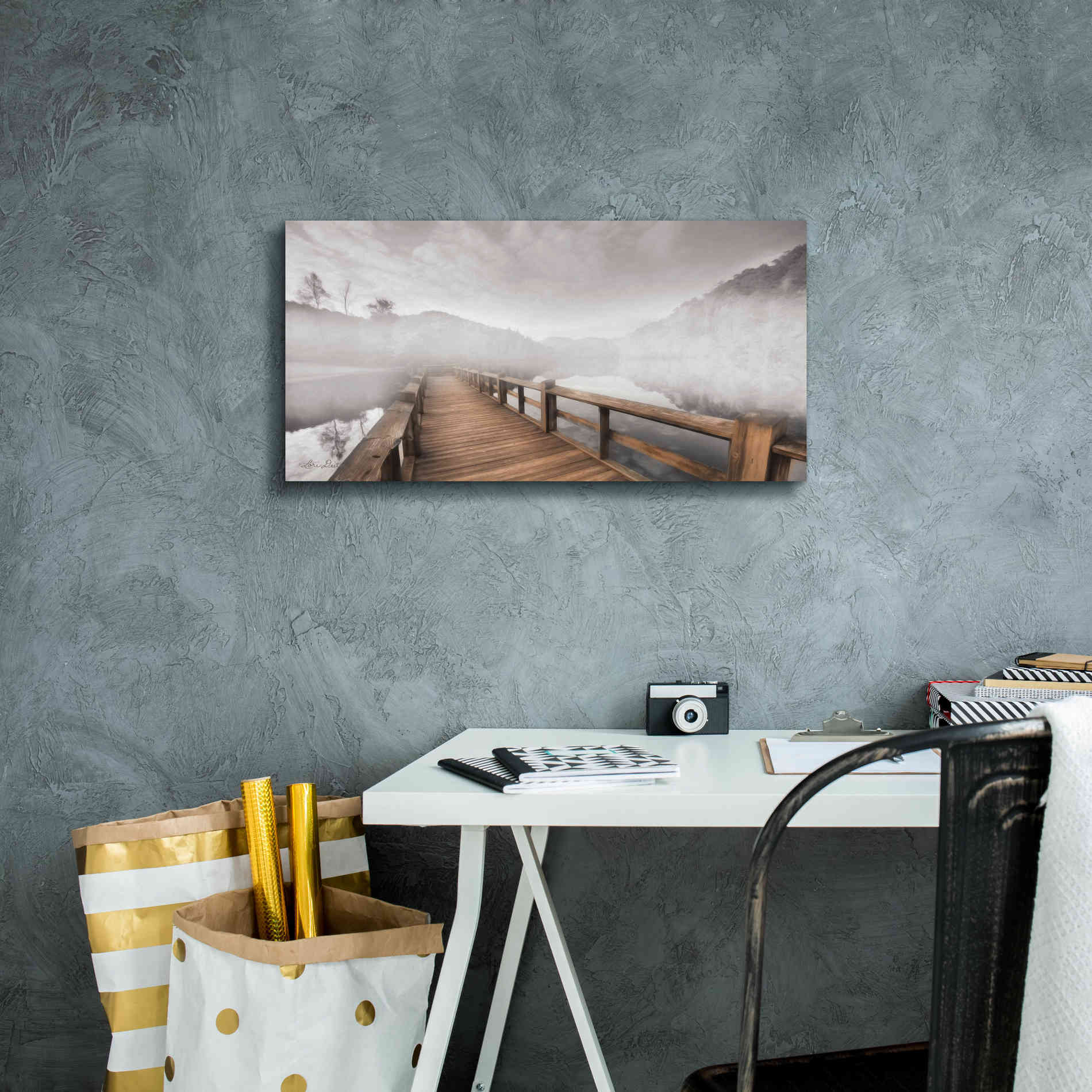 'Lake Cherokee Dock' by Lori Deiter, Canvas Wall Art,24 x 12