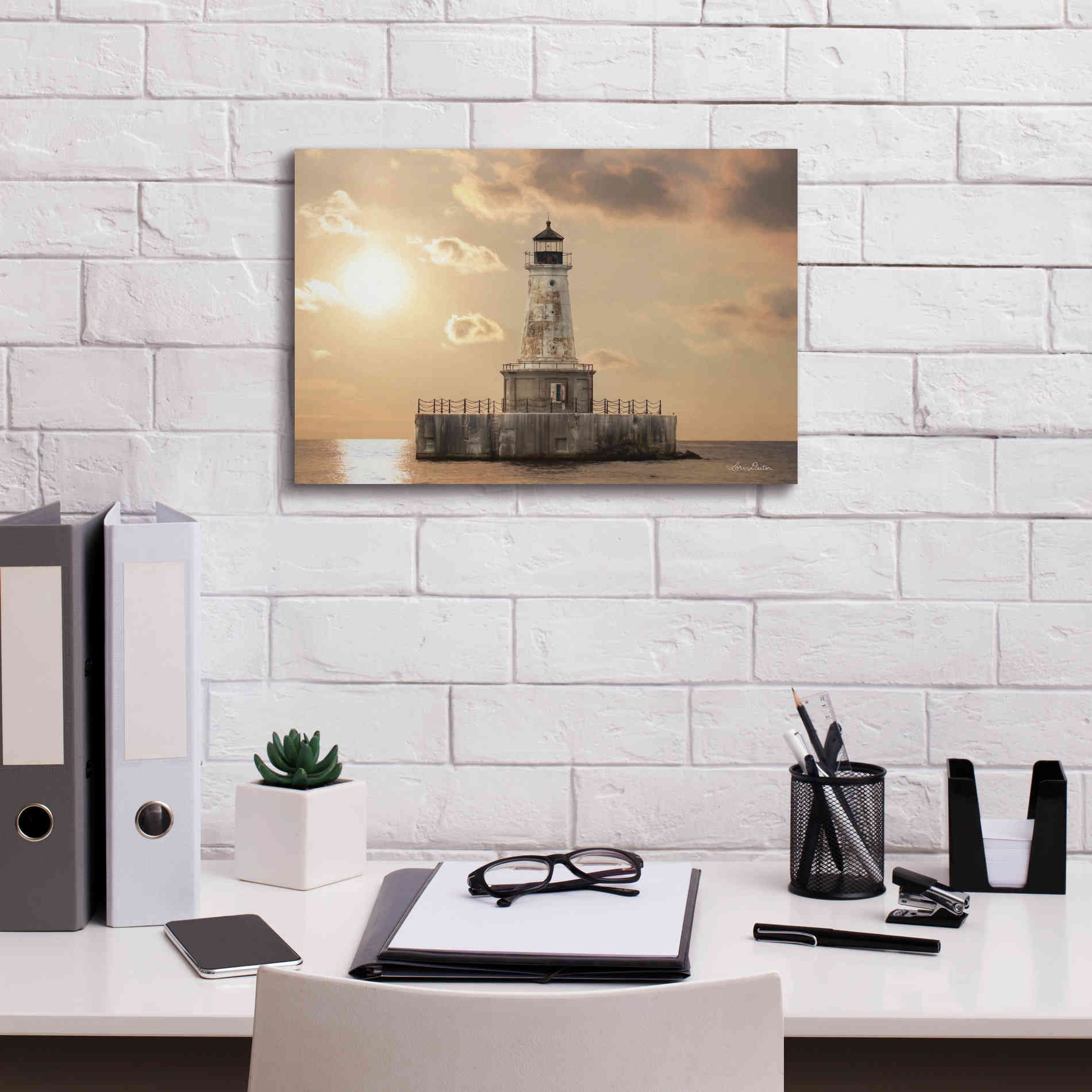 'Charity Shoal Lighthouse' by Lori Deiter, Canvas Wall Art,18 x 12