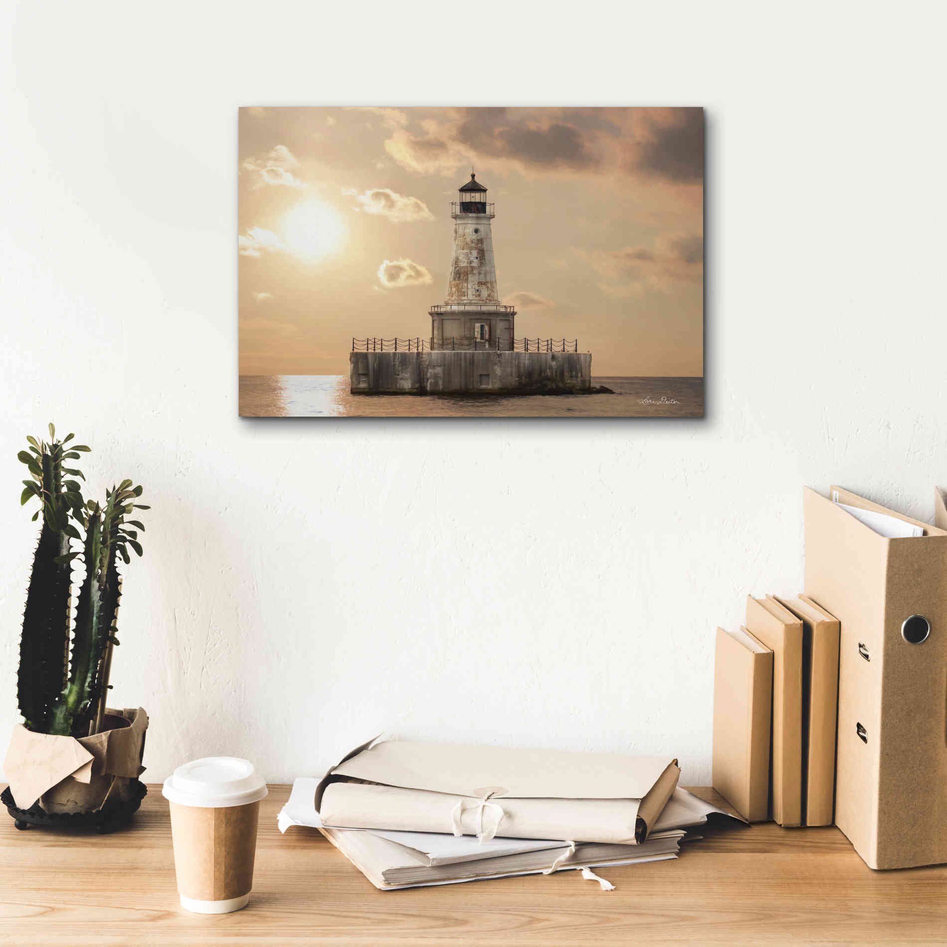 'Charity Shoal Lighthouse' by Lori Deiter, Canvas Wall Art,18 x 12