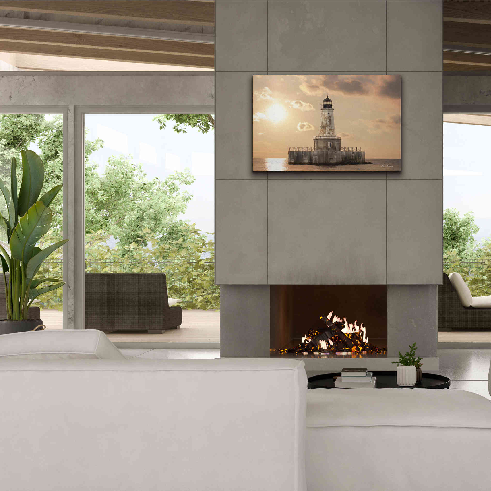 'Charity Shoal Lighthouse' by Lori Deiter, Canvas Wall Art,40 x 26