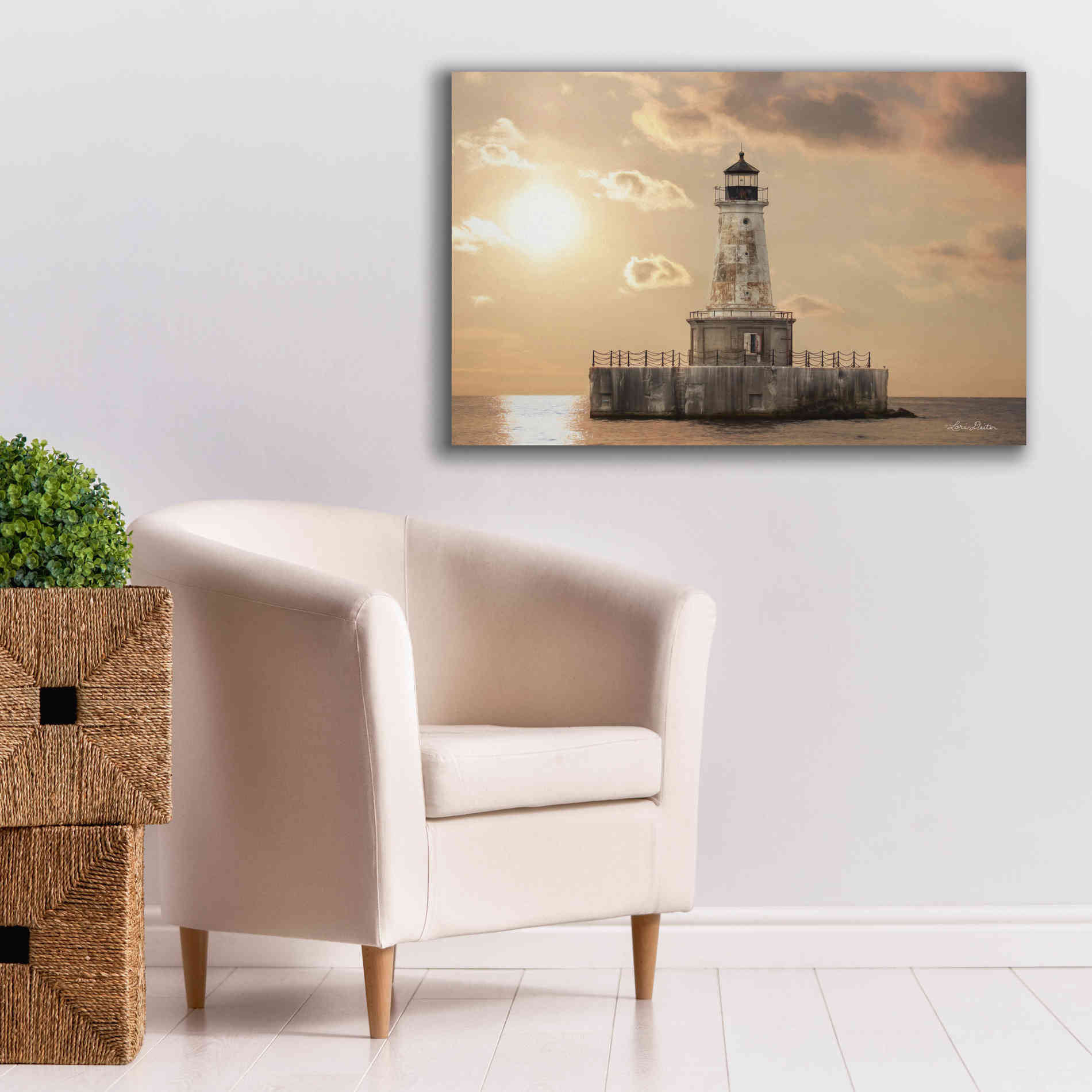 'Charity Shoal Lighthouse' by Lori Deiter, Canvas Wall Art,40 x 26