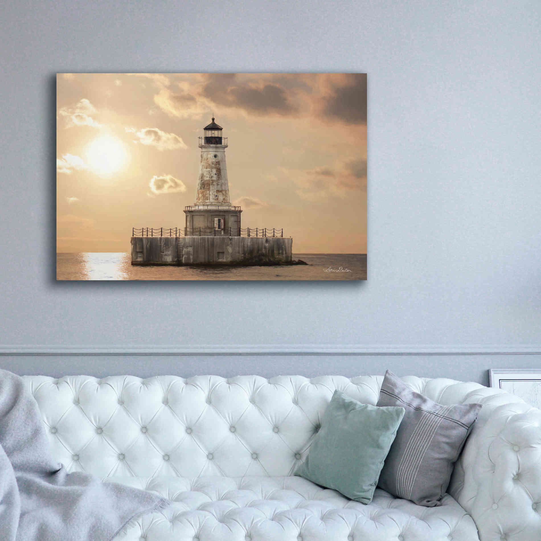 'Charity Shoal Lighthouse' by Lori Deiter, Canvas Wall Art,60 x 40