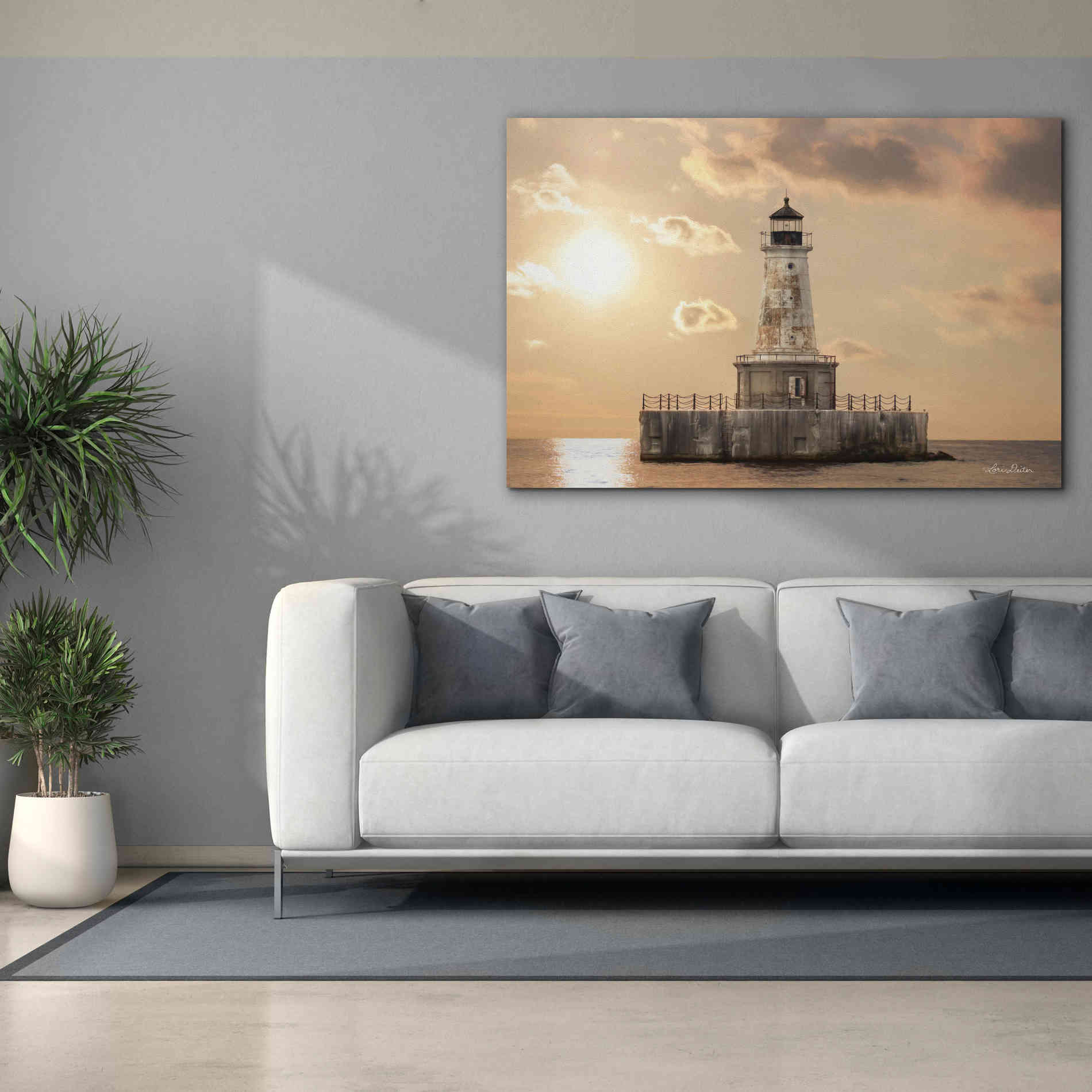'Charity Shoal Lighthouse' by Lori Deiter, Canvas Wall Art,60 x 40