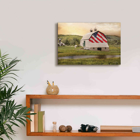 Image of 'Flag Barn' by Lori Deiter, Canvas Wall Art,18 x 12