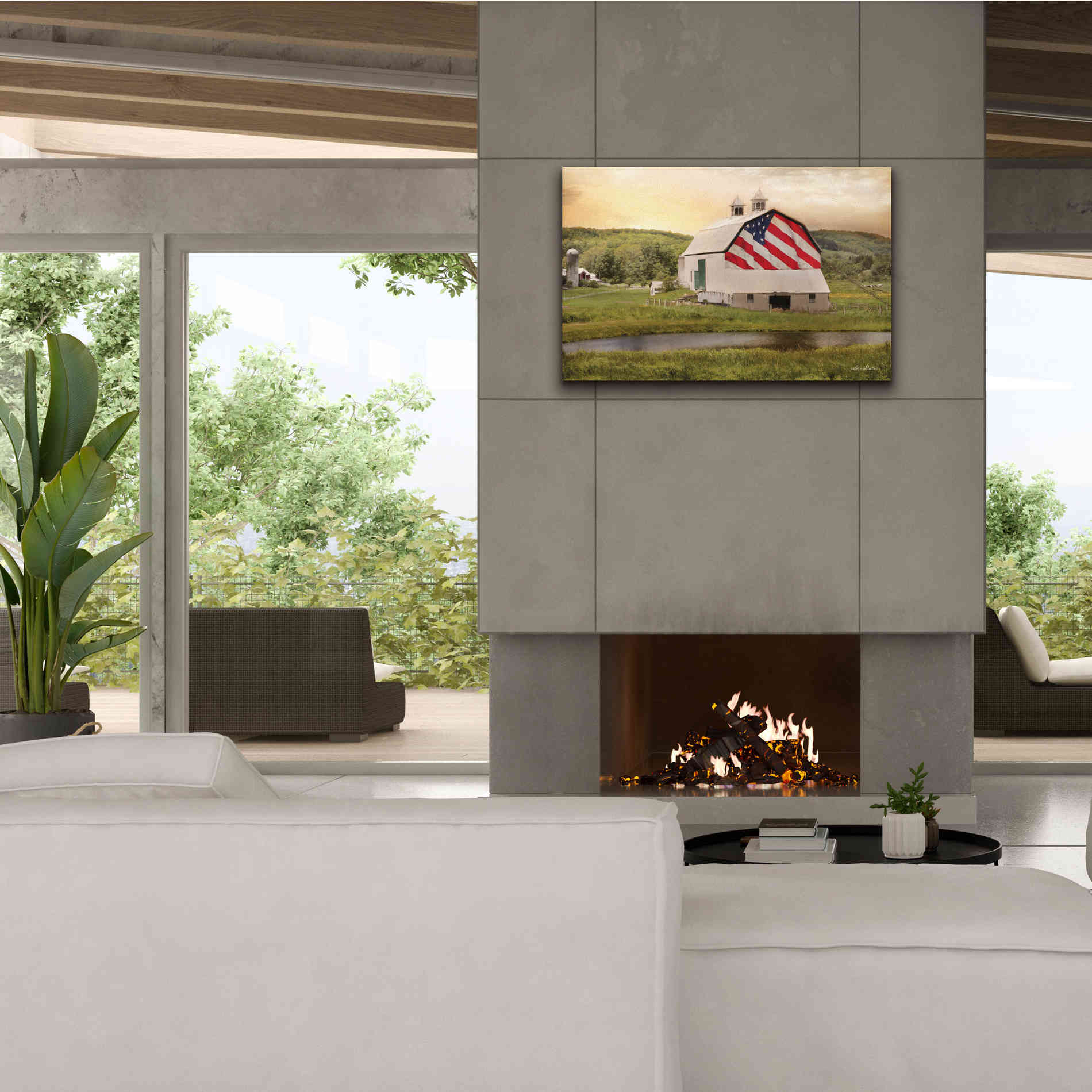 'Flag Barn' by Lori Deiter, Canvas Wall Art,40 x 26