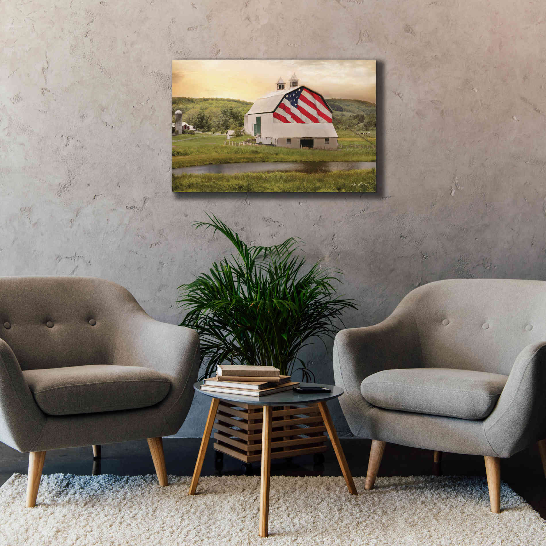 'Flag Barn' by Lori Deiter, Canvas Wall Art,40 x 26