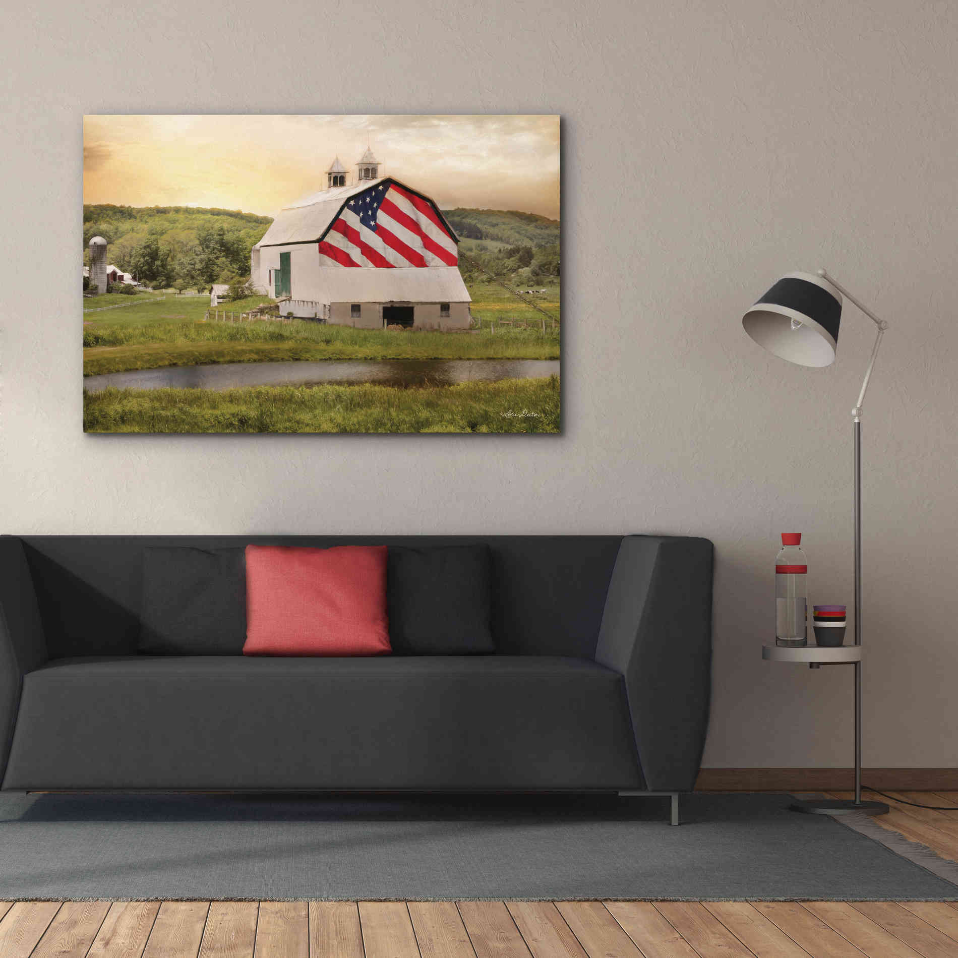 'Flag Barn' by Lori Deiter, Canvas Wall Art,60 x 40