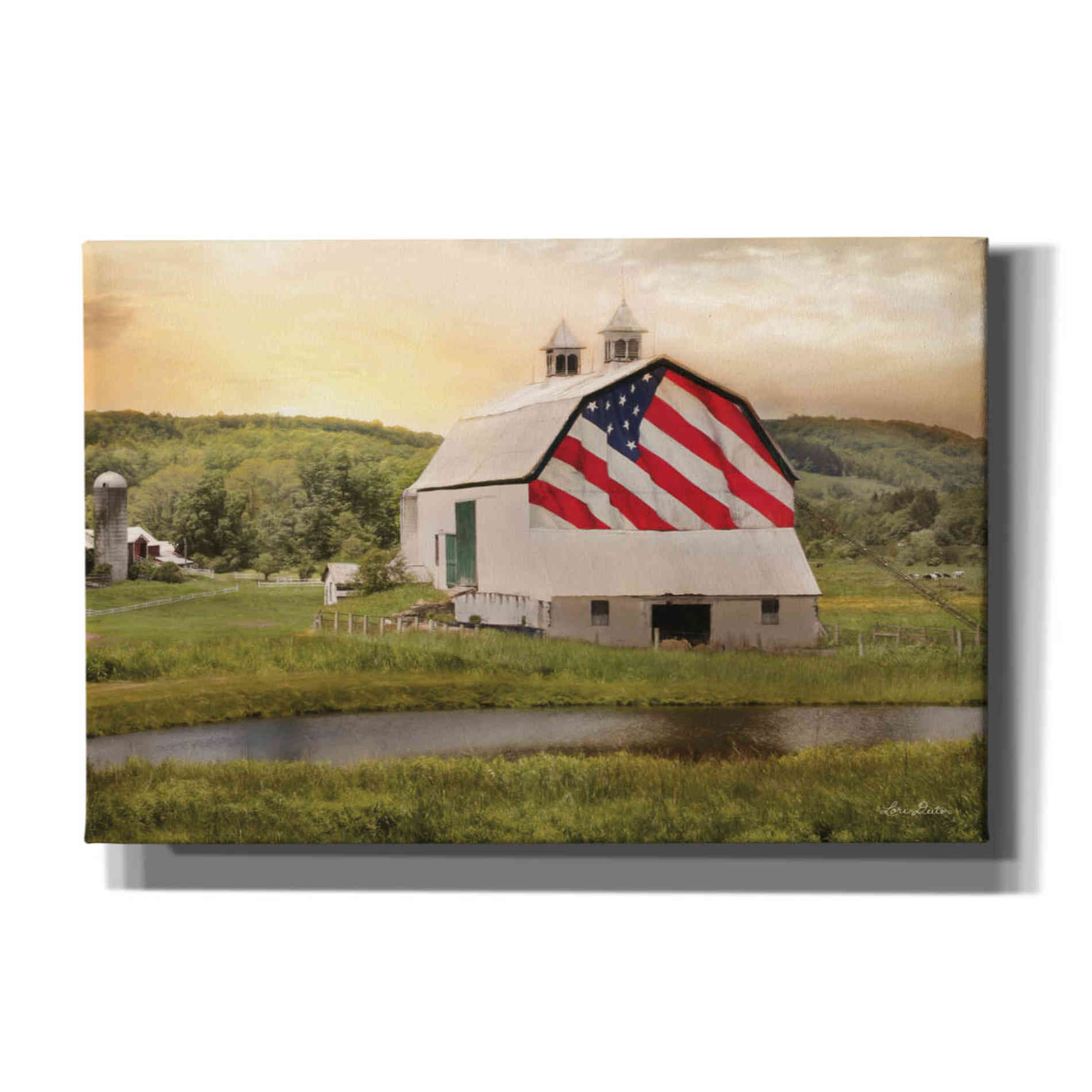 'Flag Barn' by Lori Deiter, Canvas Wall Art