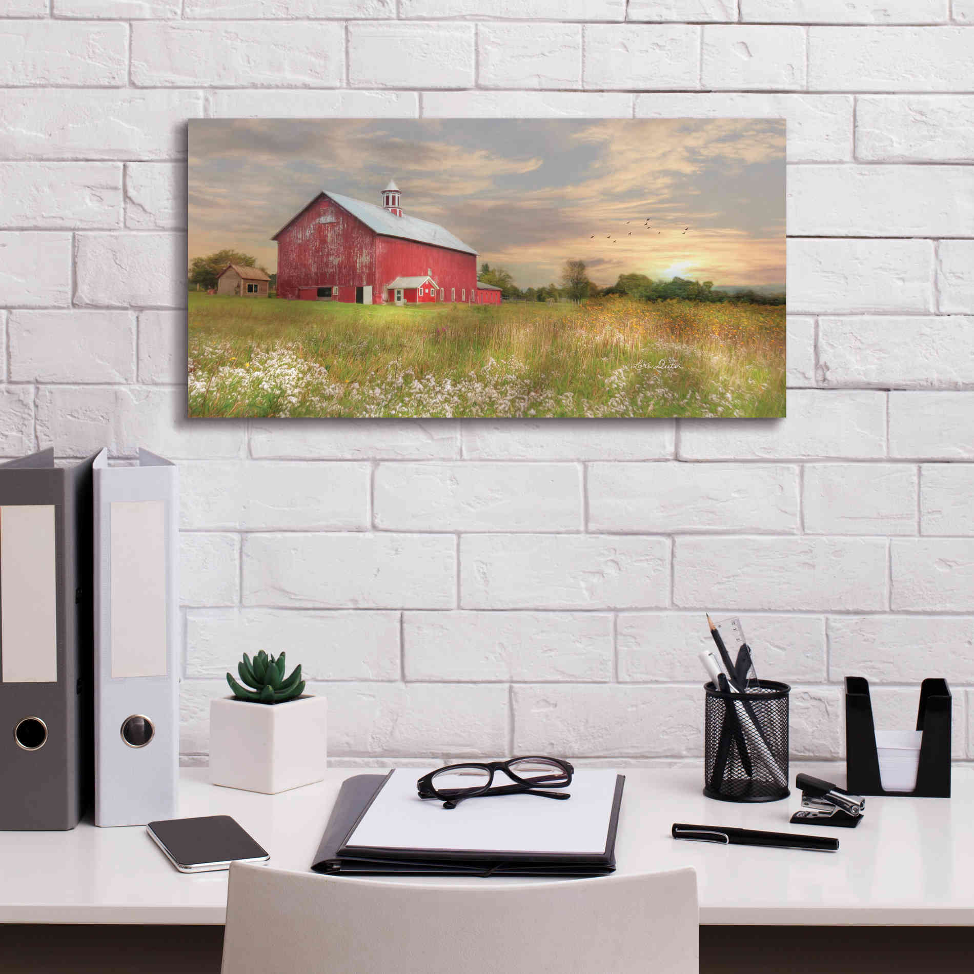 'Vermont Landscape' by Lori Deiter, Canvas Wall Art,24 x 12