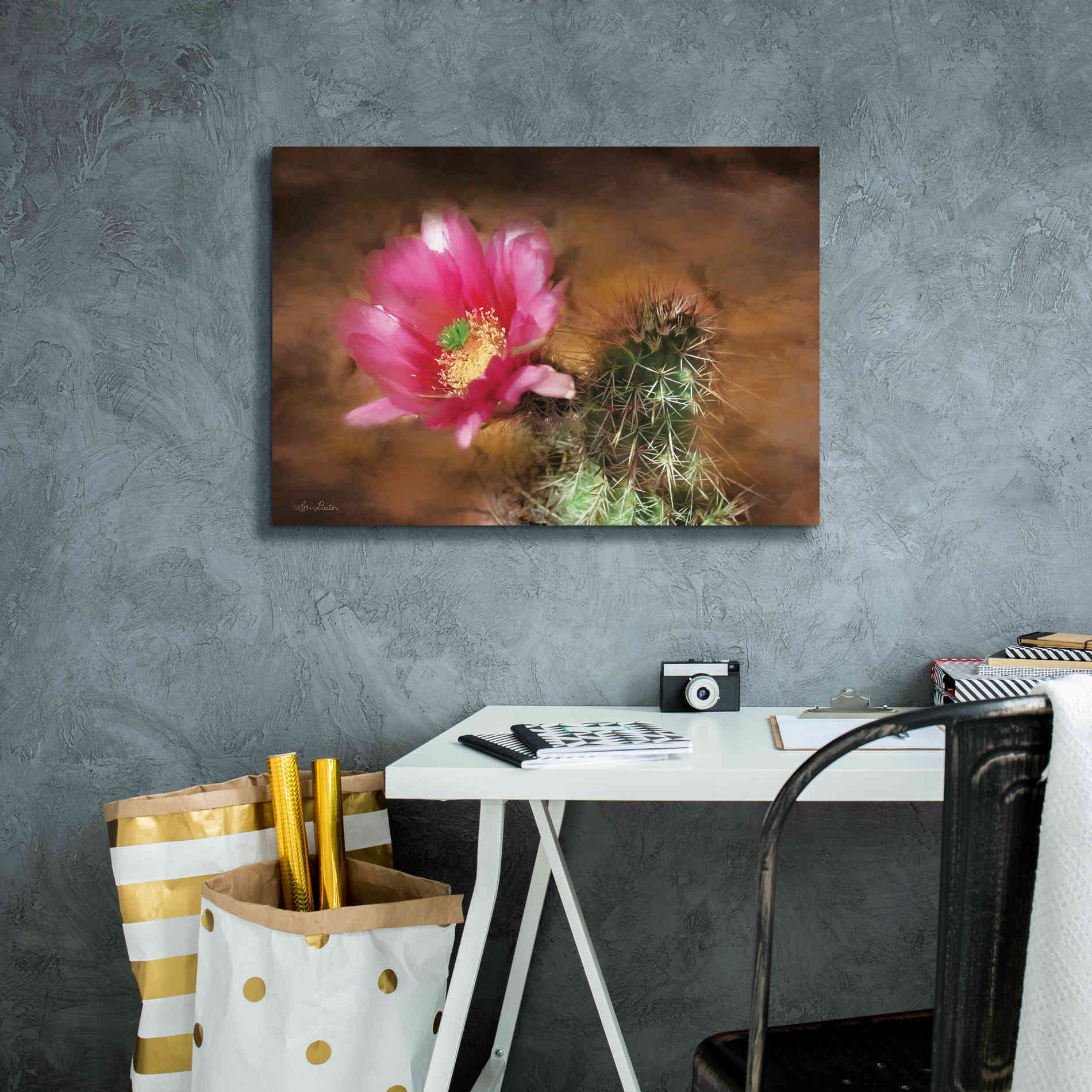 'Vibrant Cactus Flower' by Lori Deiter, Canvas Wall Art,26 x 18