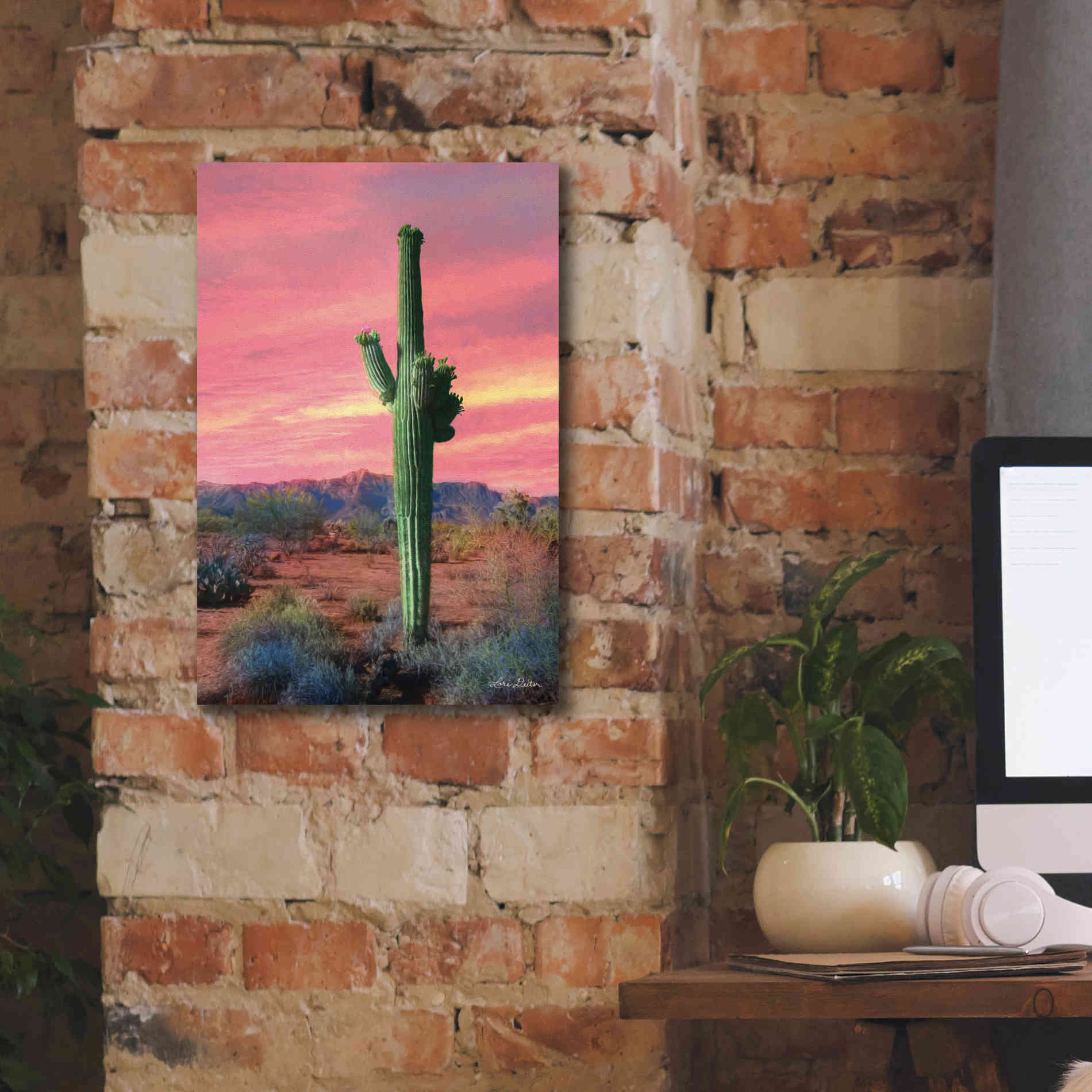 'Vibrant Cactus Sunset' by Lori Deiter, Canvas Wall Art,12 x 18