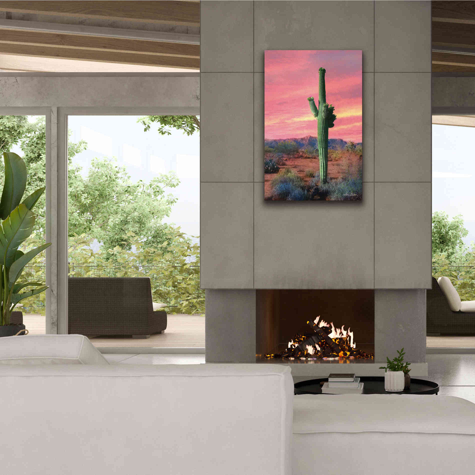 'Vibrant Cactus Sunset' by Lori Deiter, Canvas Wall Art,26 x 40