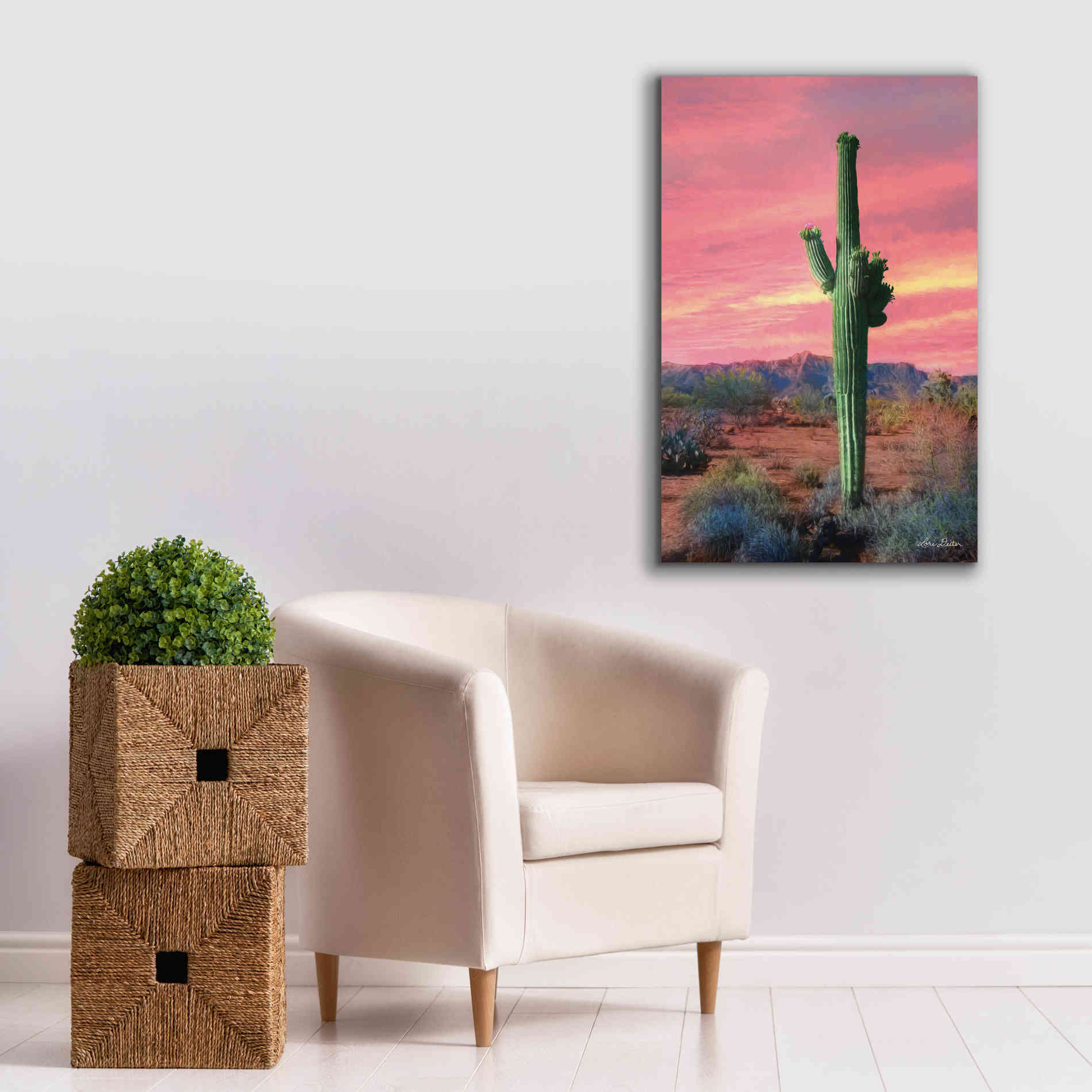 'Vibrant Cactus Sunset' by Lori Deiter, Canvas Wall Art,26 x 40