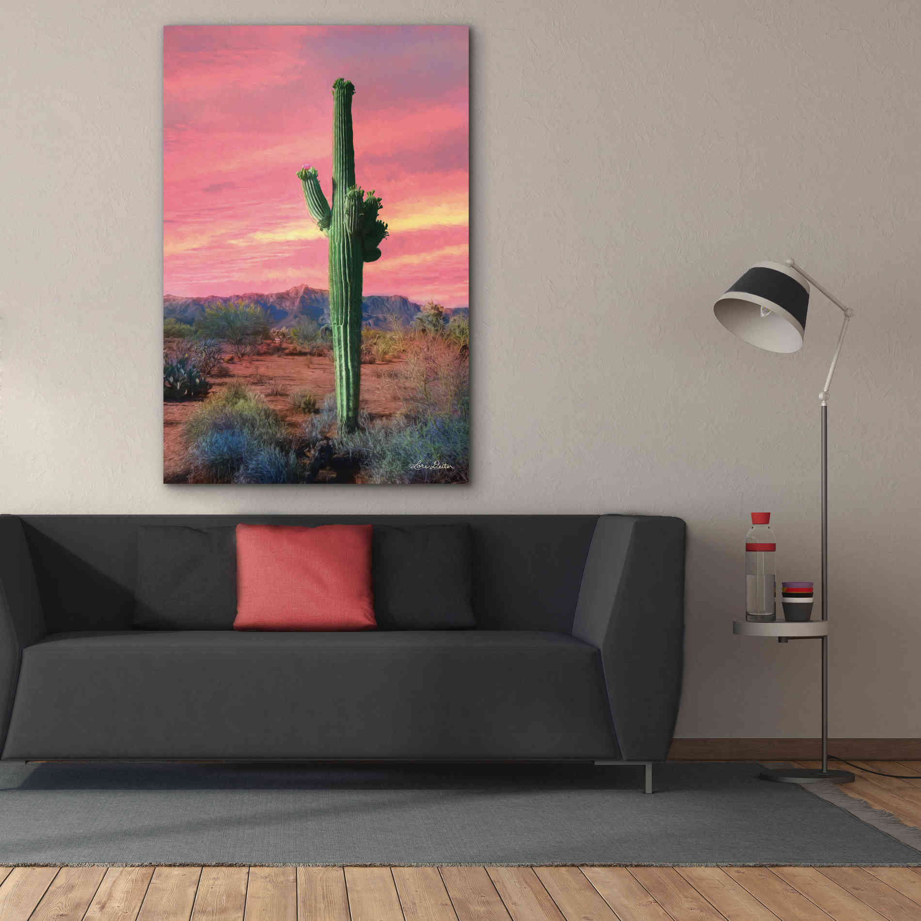 'Vibrant Cactus Sunset' by Lori Deiter, Canvas Wall Art,40 x 60