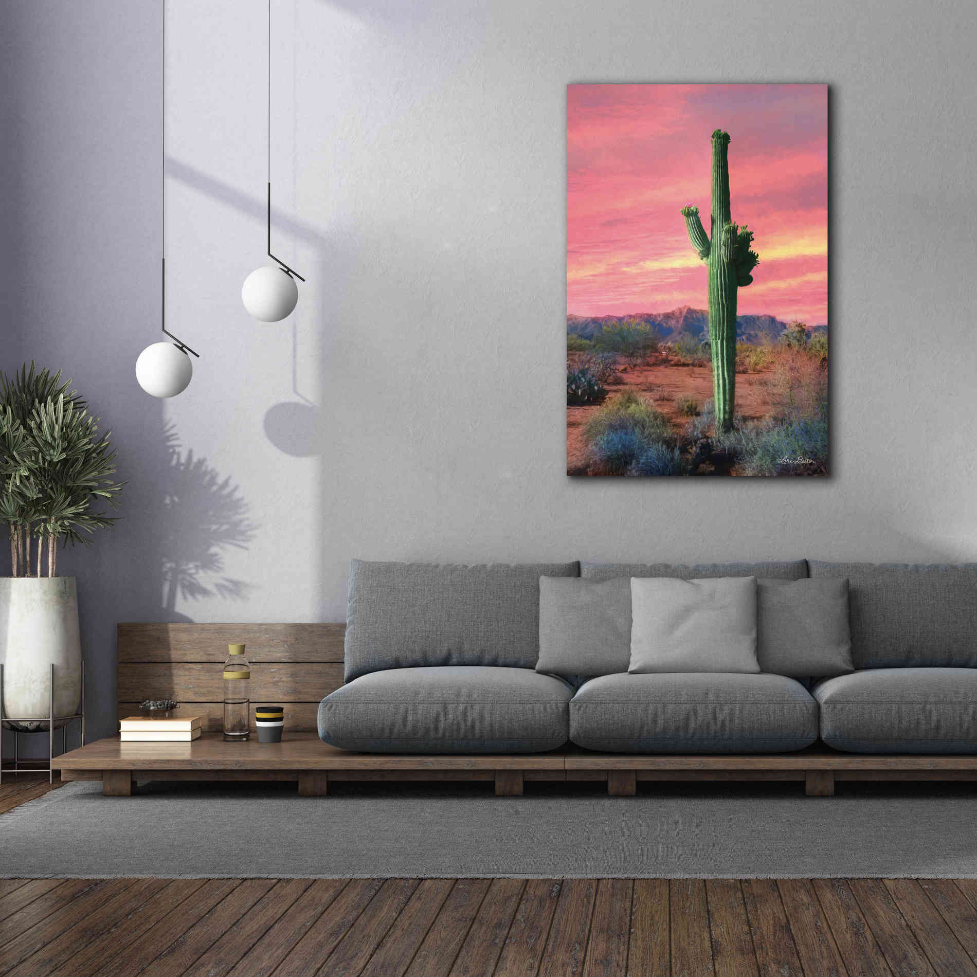 'Vibrant Cactus Sunset' by Lori Deiter, Canvas Wall Art,40 x 60