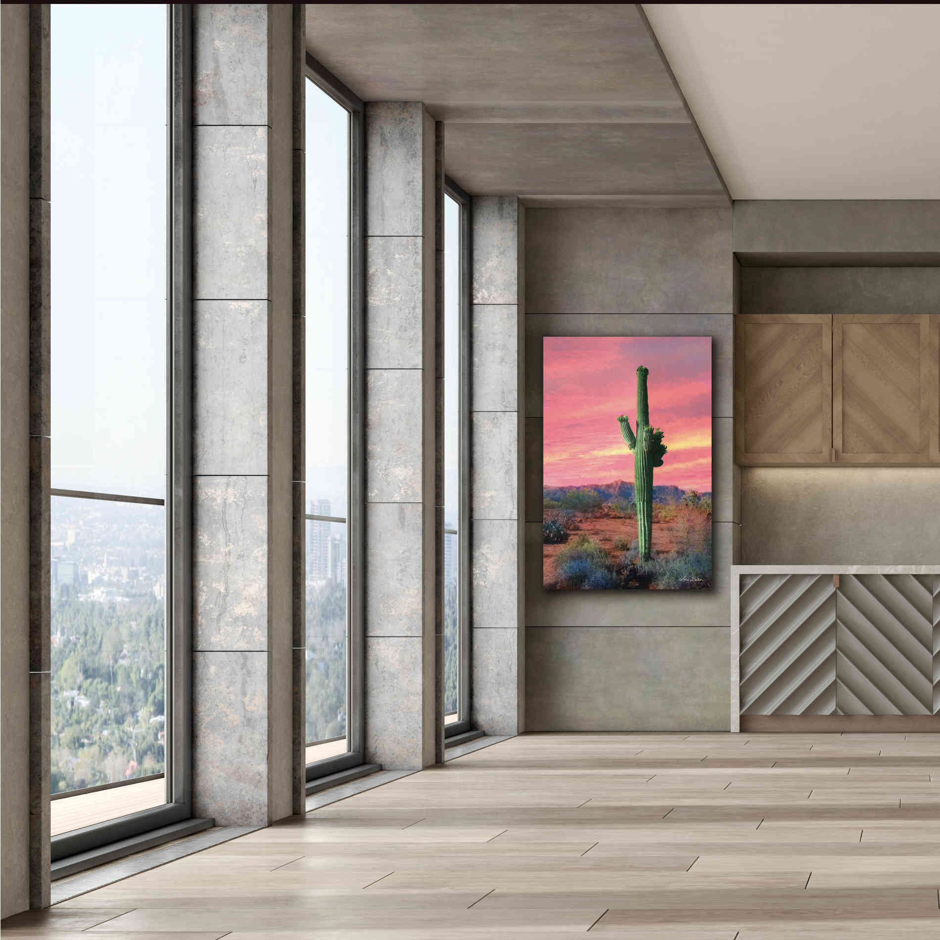 'Vibrant Cactus Sunset' by Lori Deiter, Canvas Wall Art,40 x 60