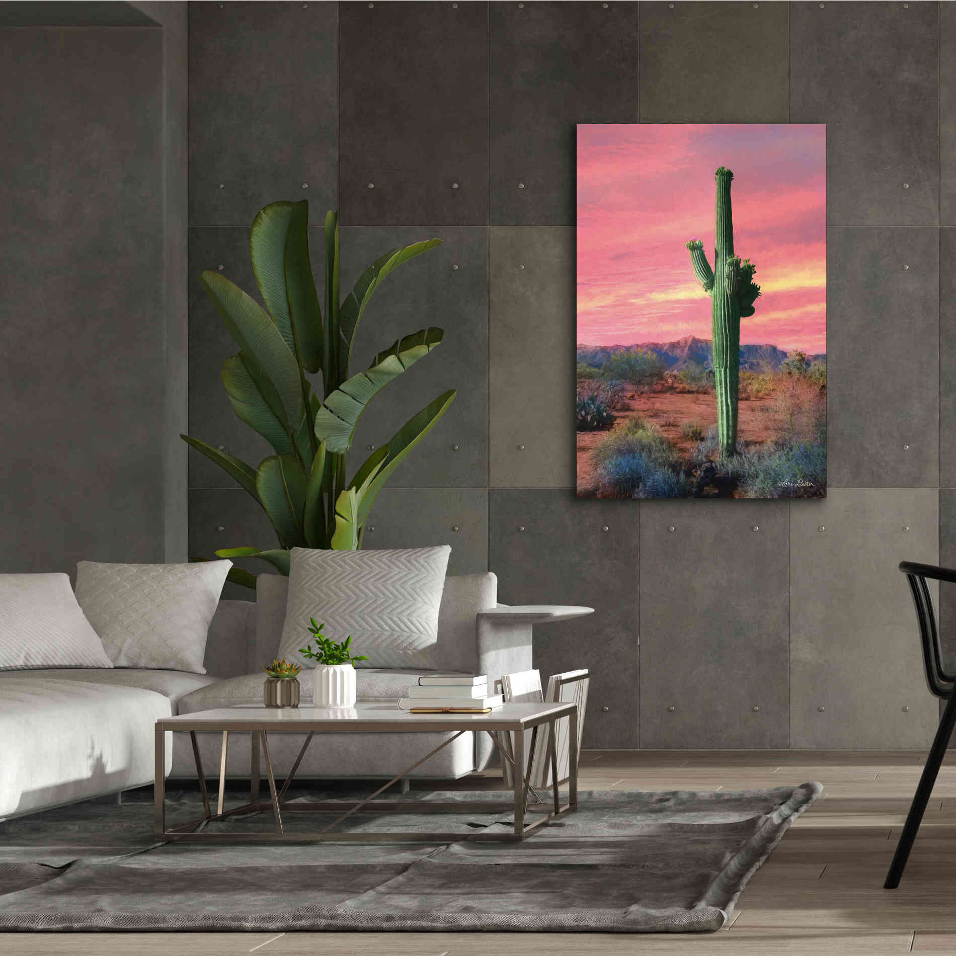 'Vibrant Cactus Sunset' by Lori Deiter, Canvas Wall Art,40 x 60