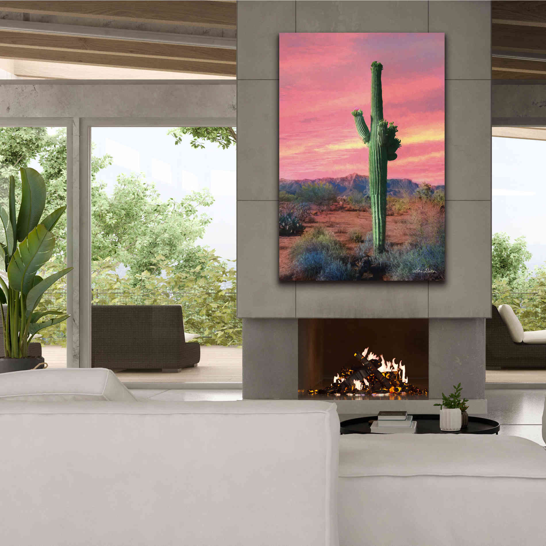 'Vibrant Cactus Sunset' by Lori Deiter, Canvas Wall Art,40 x 60