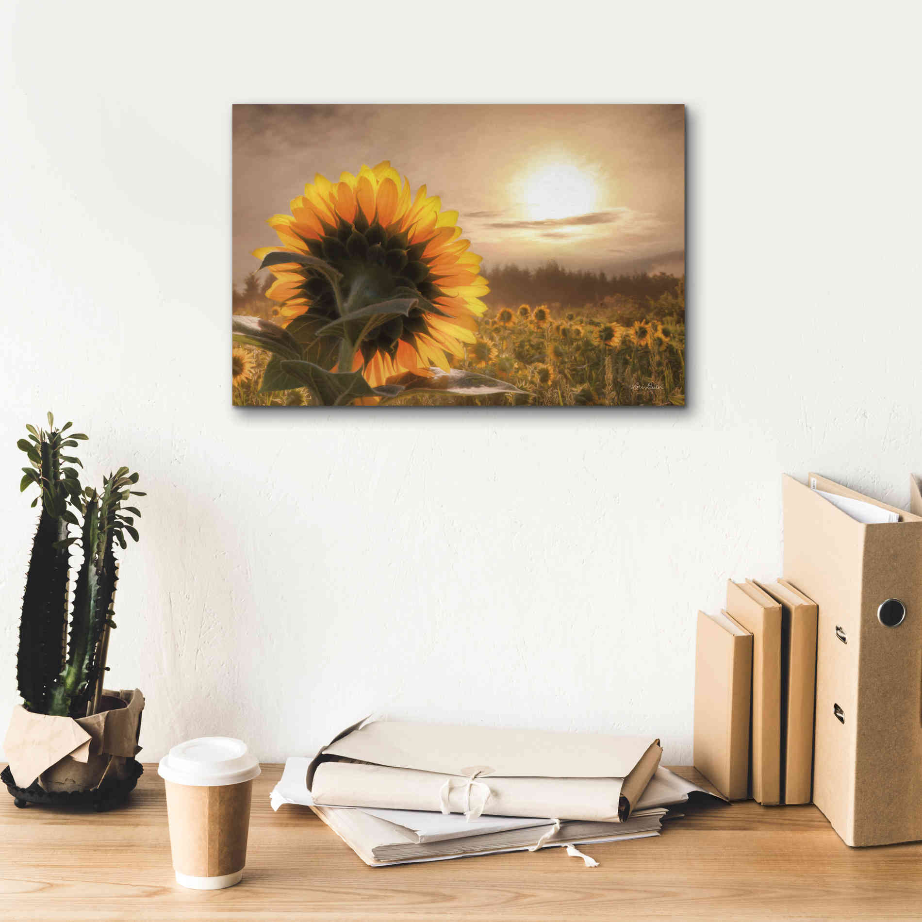 'Sunlit Sunflower' by Lori Deiter, Canvas Wall Art,18 x 12