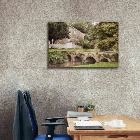 Image of 'Old Stone Barn and Bridge' by Lori Deiter, Canvas Wall Art,40 x 26