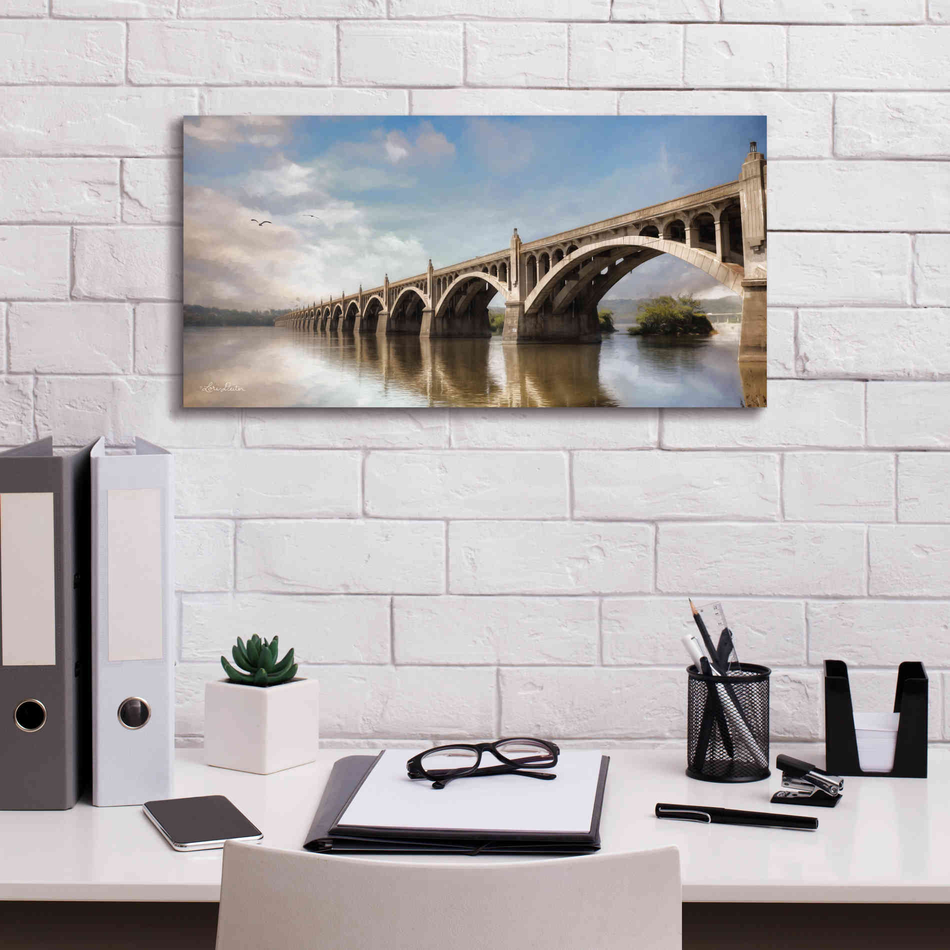 'Columbia Wrightsville Bridge' by Lori Deiter, Canvas Wall Art,24 x 12