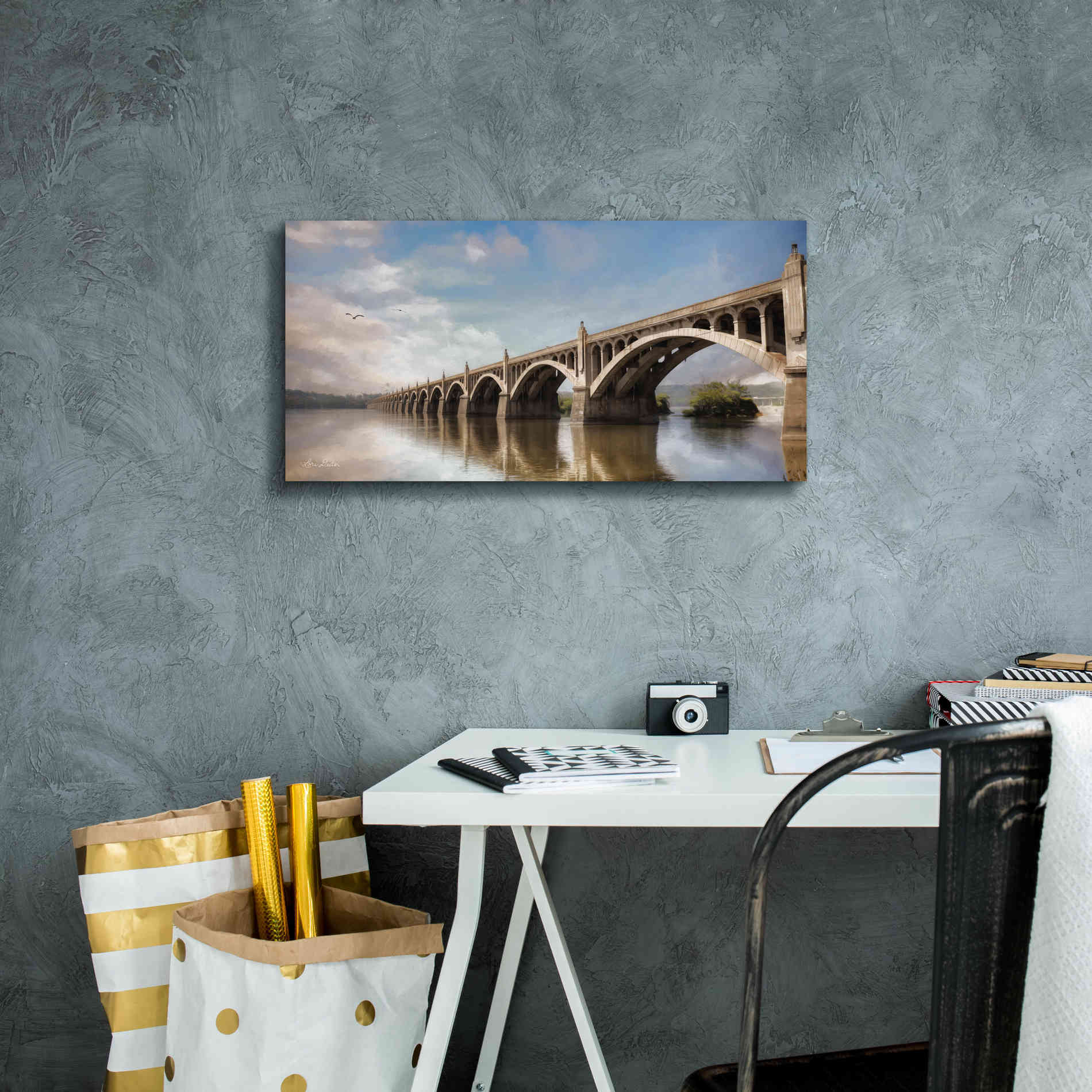 'Columbia Wrightsville Bridge' by Lori Deiter, Canvas Wall Art,24 x 12