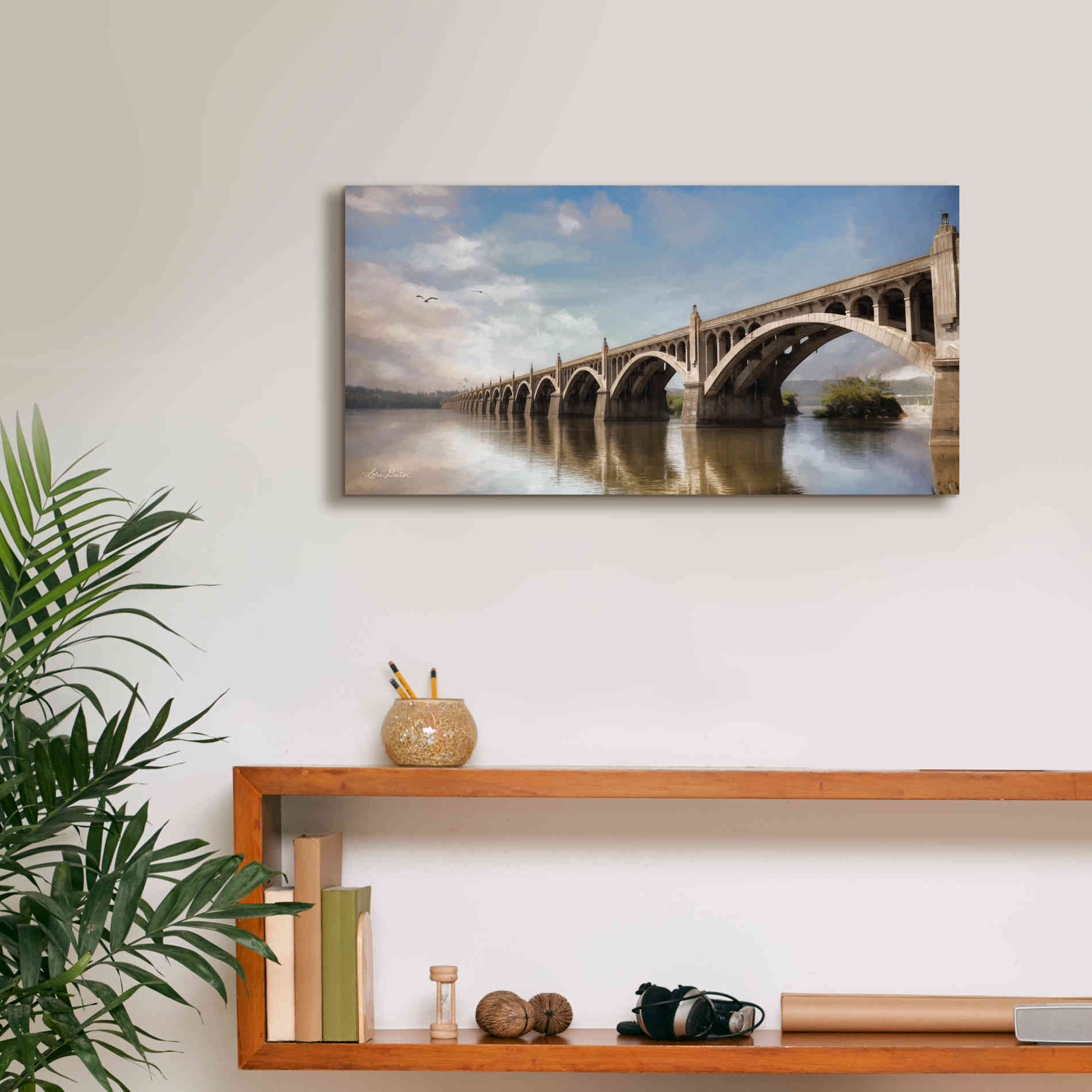 'Columbia Wrightsville Bridge' by Lori Deiter, Canvas Wall Art,24 x 12