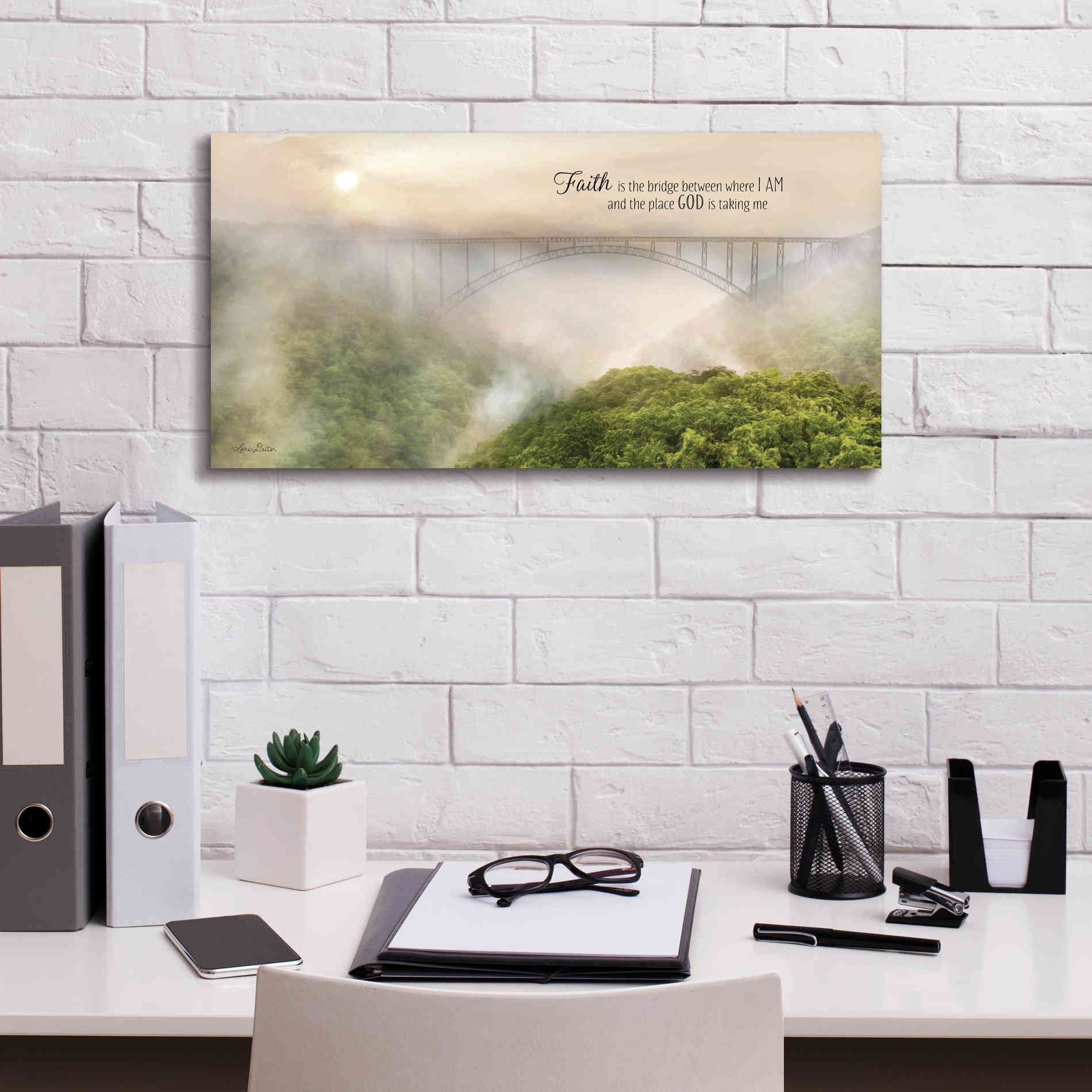 'Faith is the Bridge' by Lori Deiter, Canvas Wall Art,24 x 12