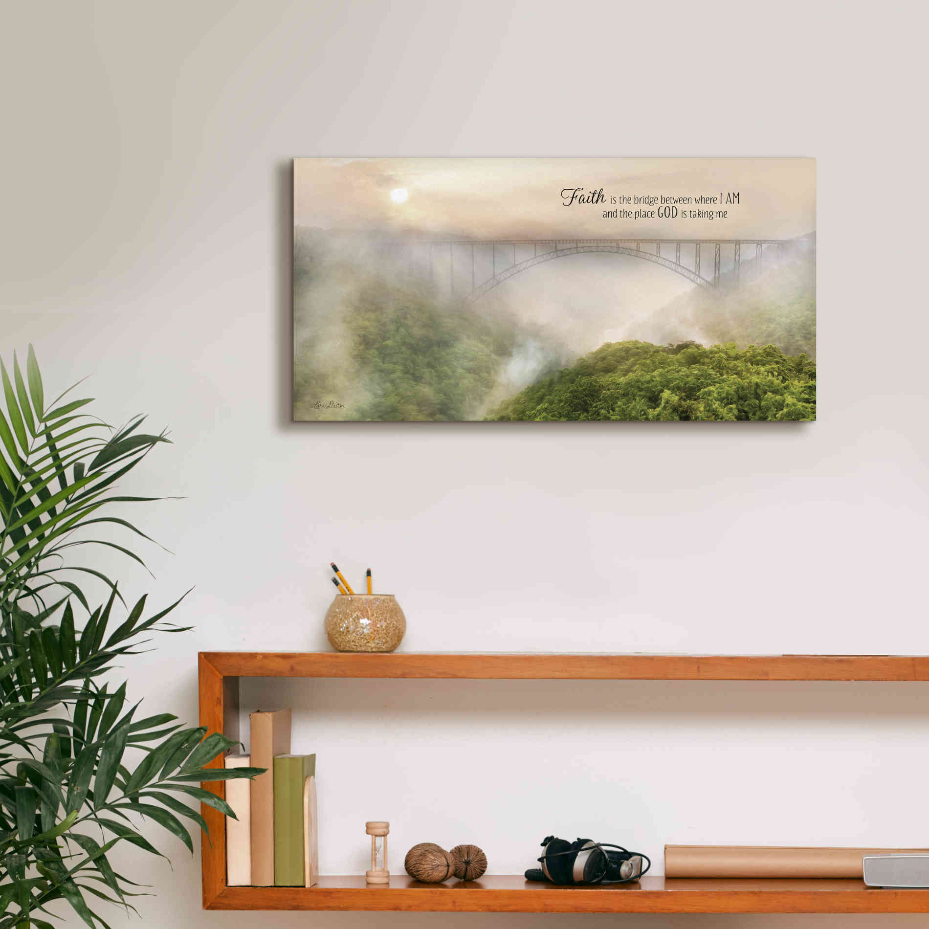 'Faith is the Bridge' by Lori Deiter, Canvas Wall Art,24 x 12