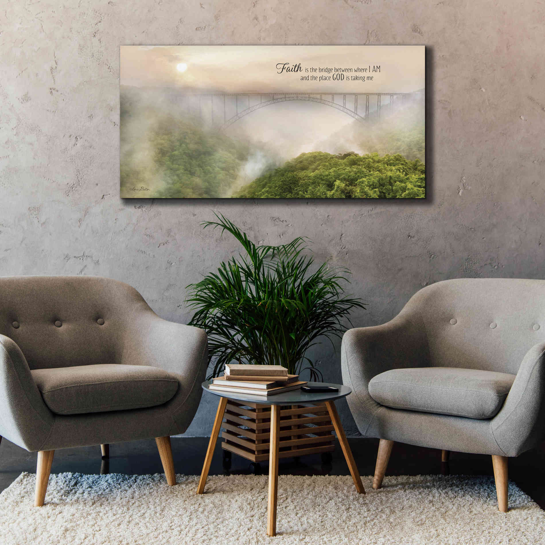 'Faith is the Bridge' by Lori Deiter, Canvas Wall Art,60 x 30