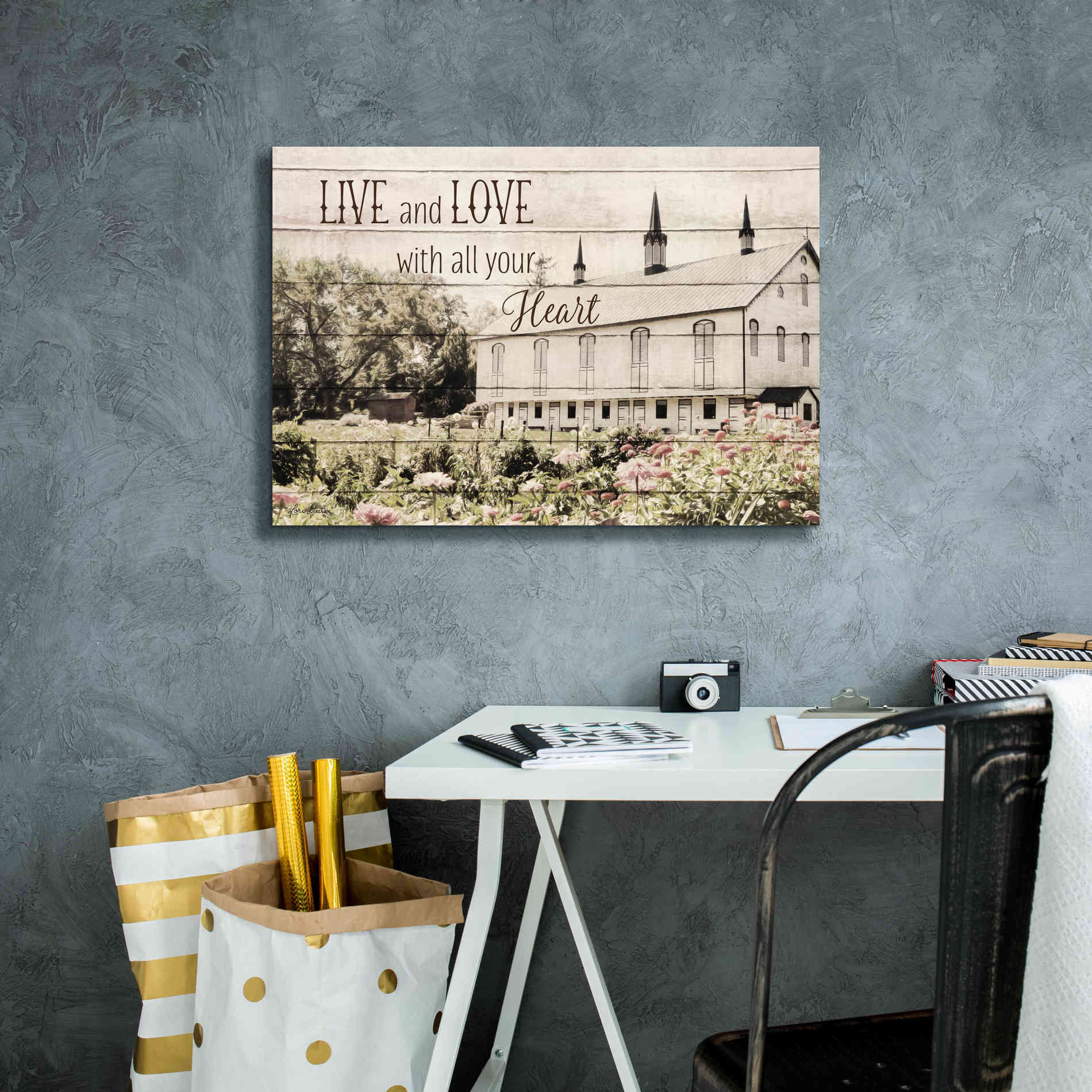 'Live and Love Barn' by Lori Deiter, Canvas Wall Art,26 x 18