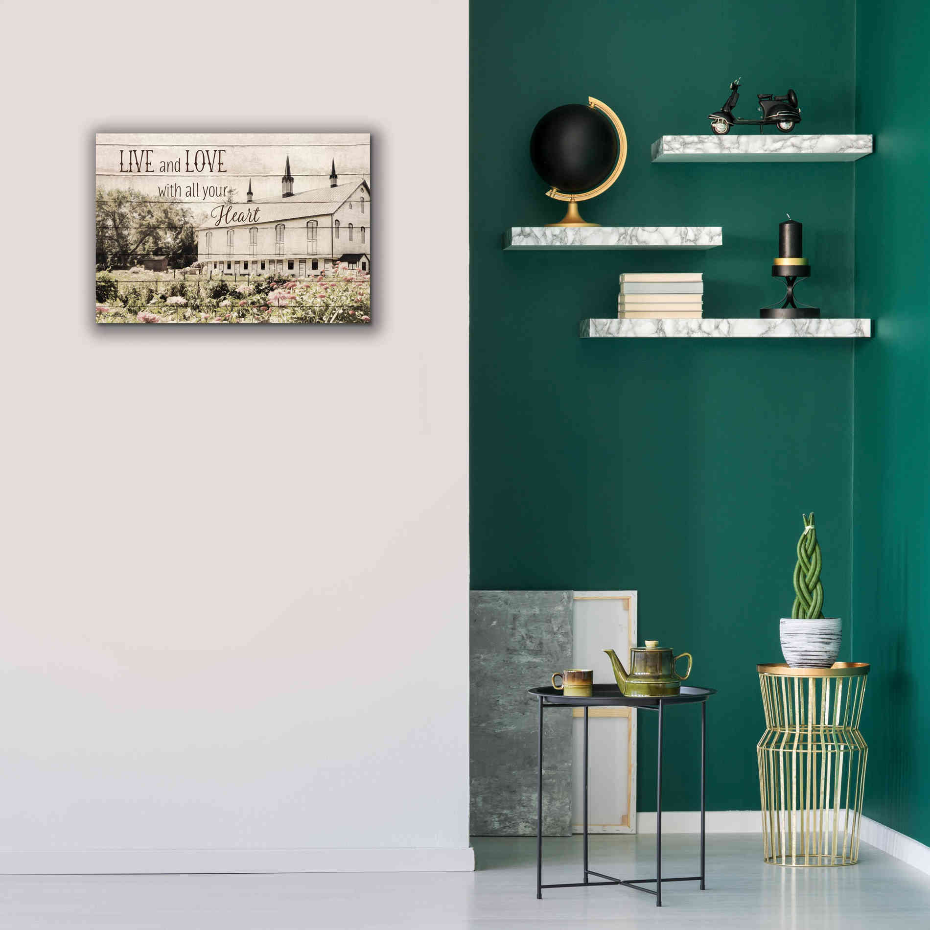 'Live and Love Barn' by Lori Deiter, Canvas Wall Art,26 x 18