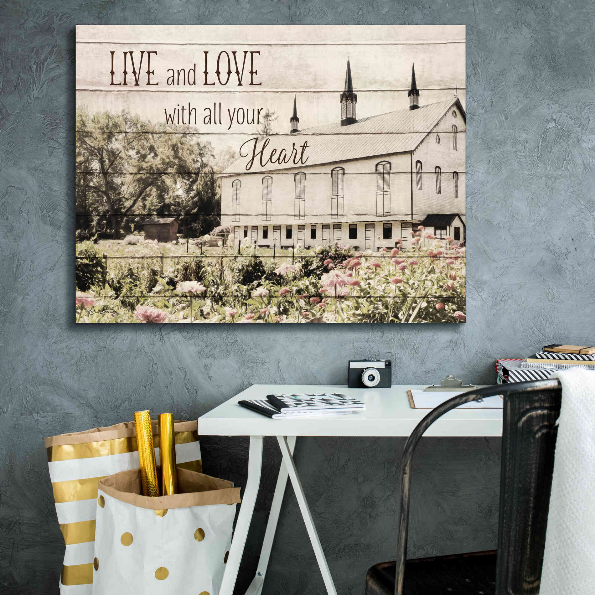 'Live and Love Barn' by Lori Deiter, Canvas Wall Art,34 x 26