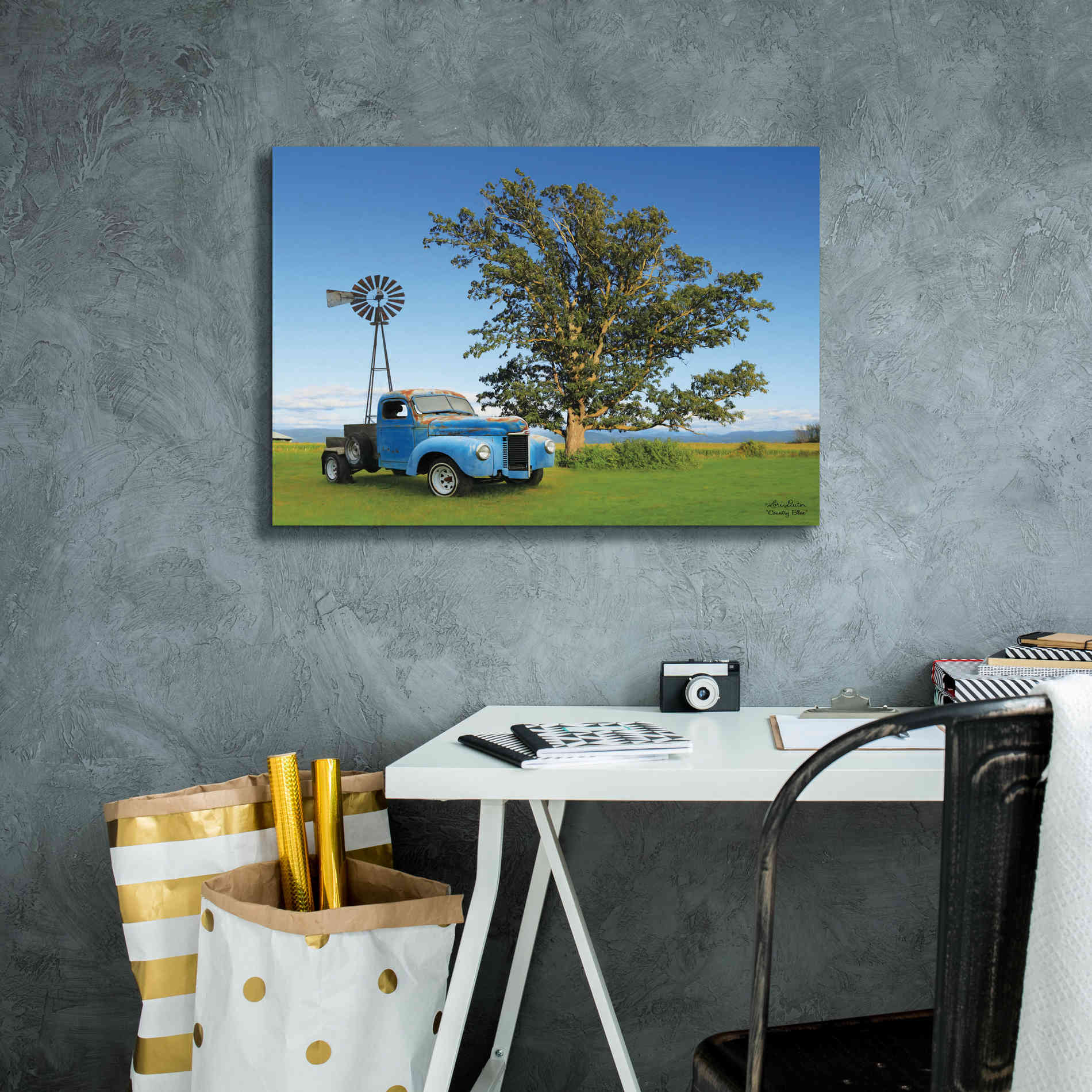 'Country Blue' by Lori Deiter, Canvas Wall Art,26 x 18