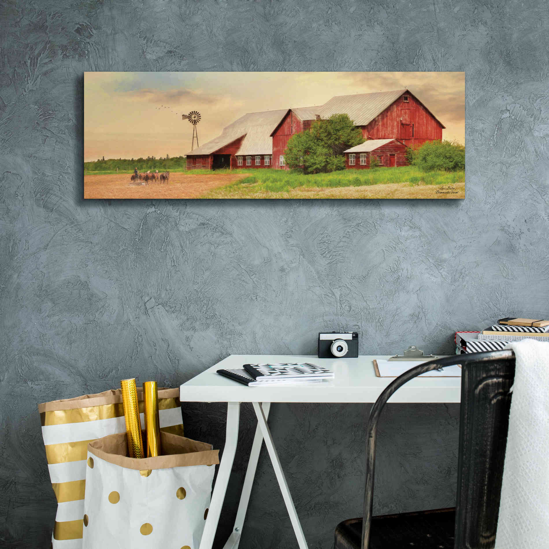'Brownsville Farm' by Lori Deiter, Canvas Wall Art,36 x 12