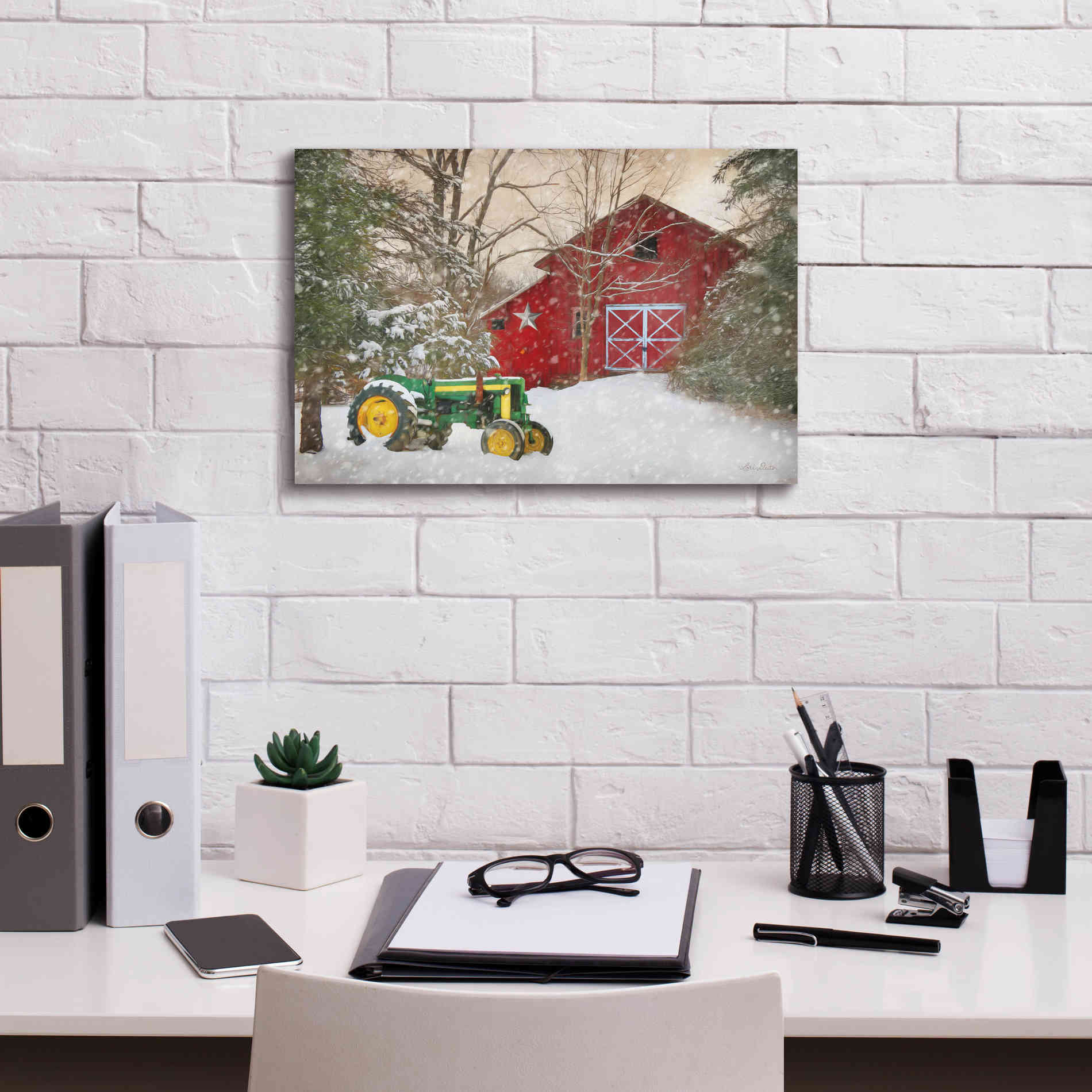 'Winter at the Barn' by Lori Deiter, Canvas Wall Art,18 x 12