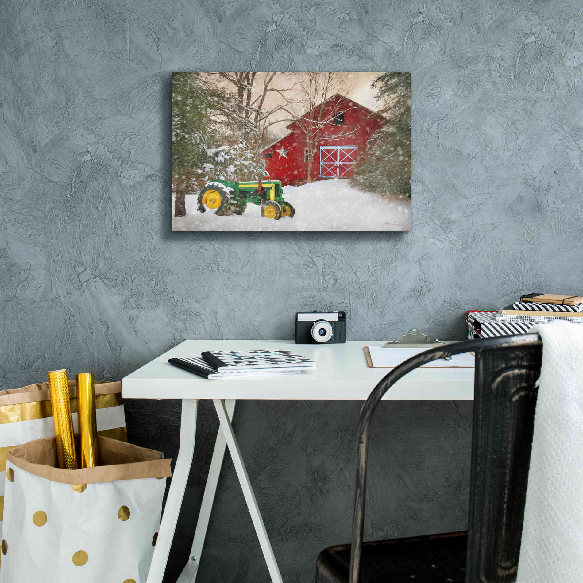 'Winter at the Barn' by Lori Deiter, Canvas Wall Art,18 x 12