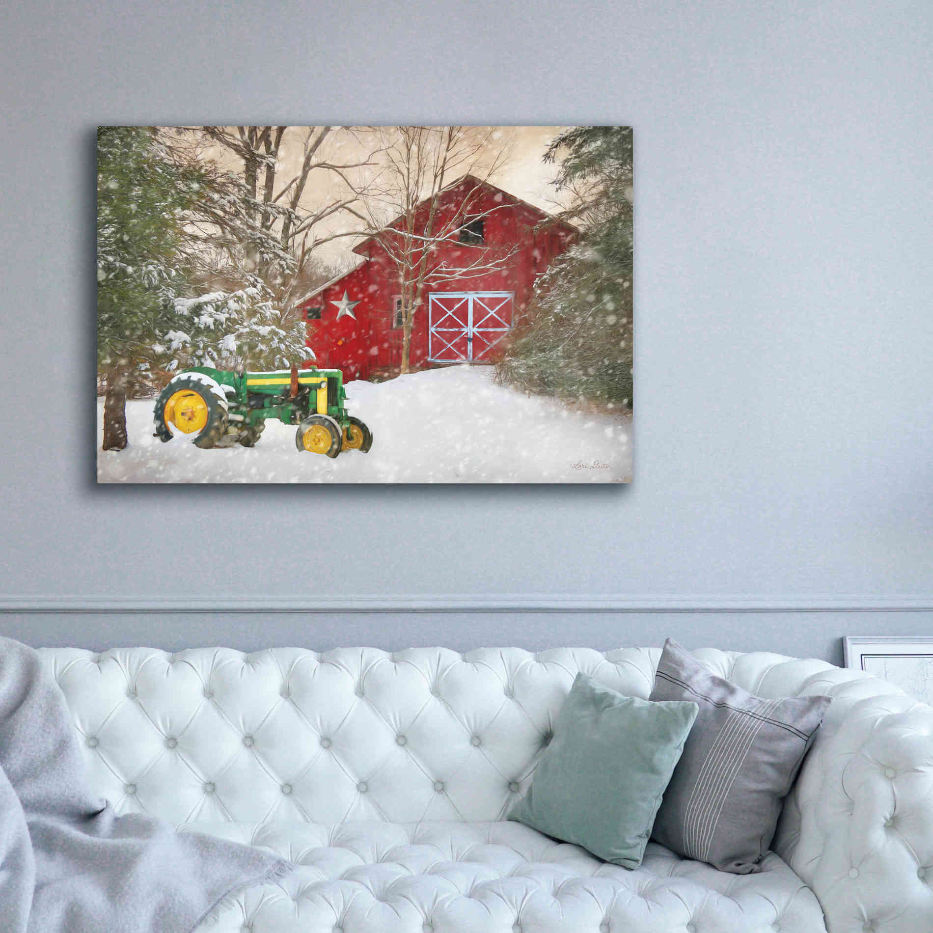 'Winter at the Barn' by Lori Deiter, Canvas Wall Art,60 x 40