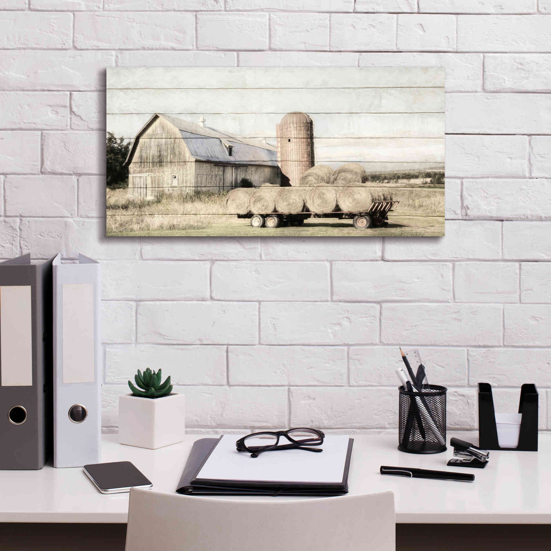 'Wagon of Hay' by Lori Deiter, Canvas Wall Art,24 x 12