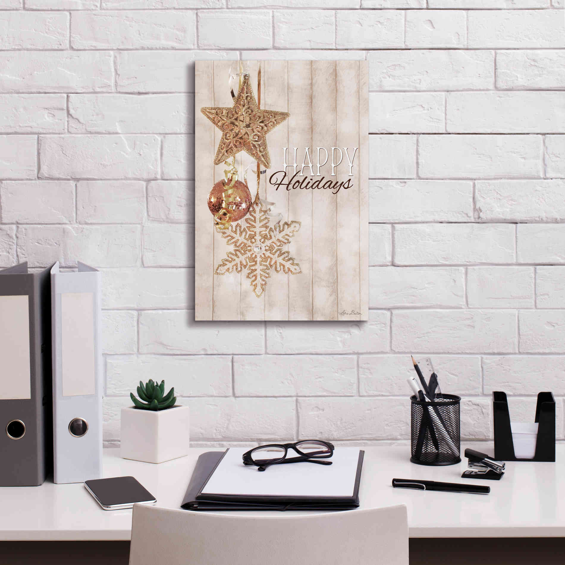 'Gold Sparkle Happy Holidays' by Lori Deiter, Canvas Wall Art,12 x 18